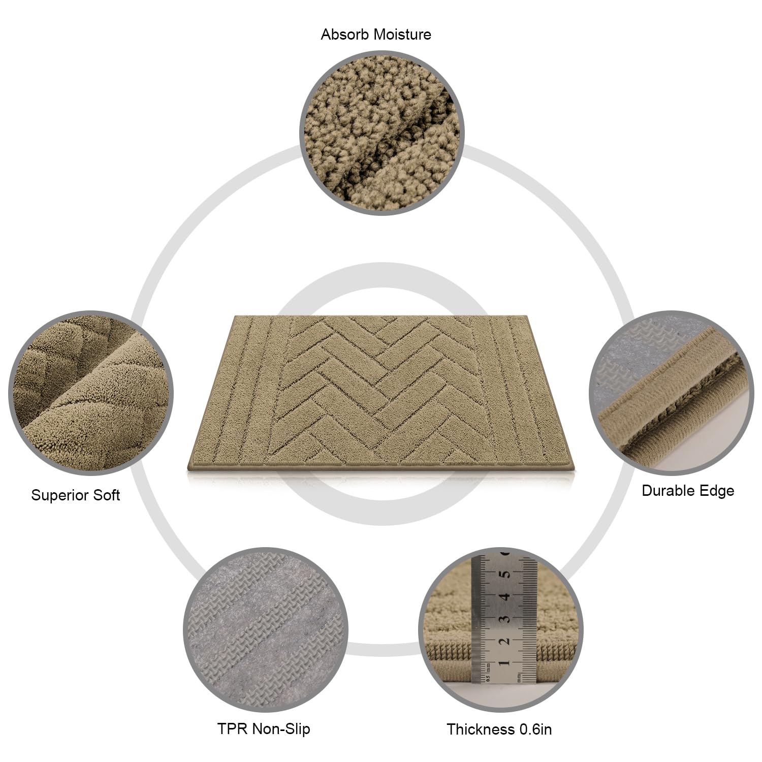 Tindbea Dog Mat for Muddy Paws,Absorbs Moisture Dirt Non-Slip Washable Mud Mat for Dogs,Soft Rubber Backing Front Inside Pet Rug