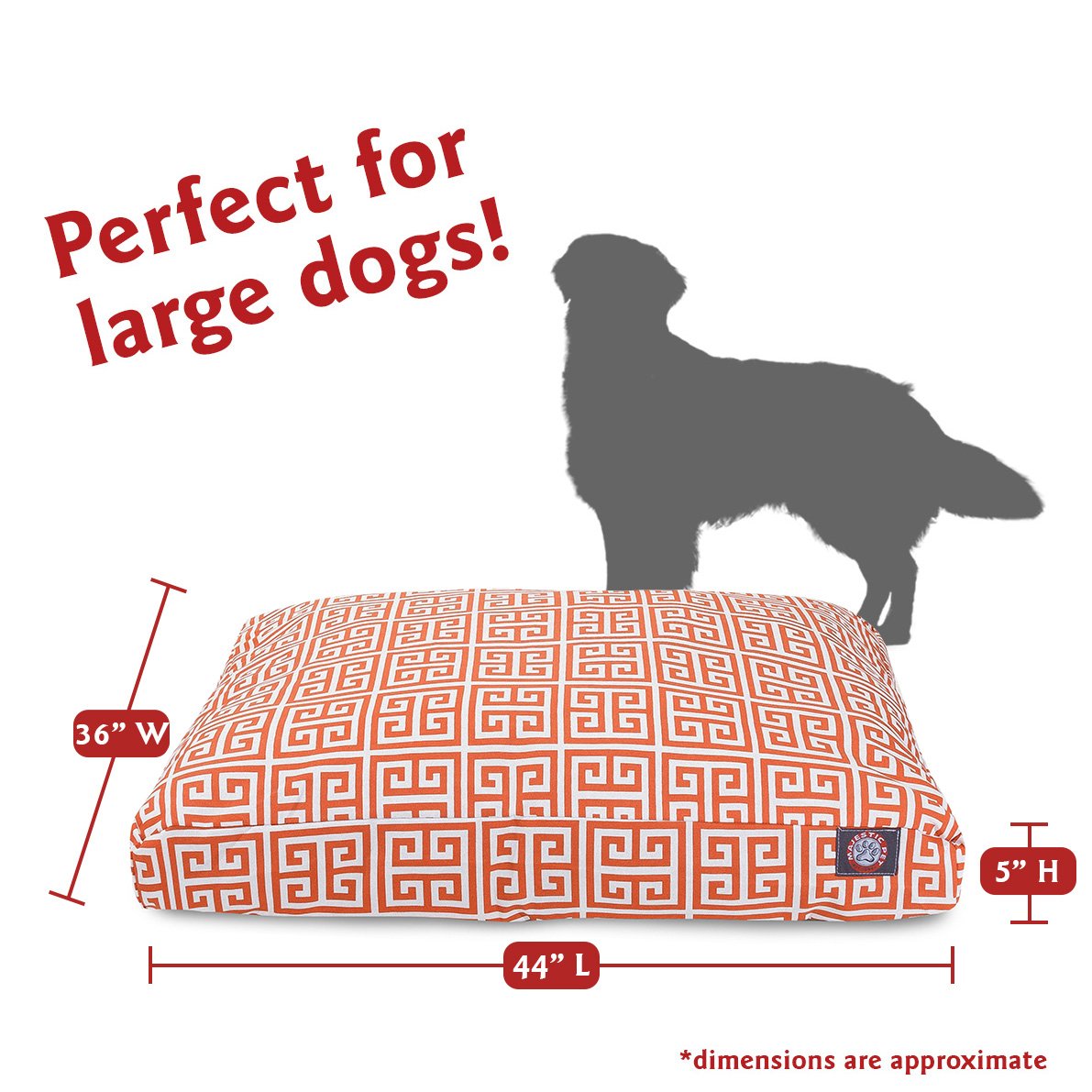 Majestic Pet Towers Rectangle Pet Bed - Orange - Large