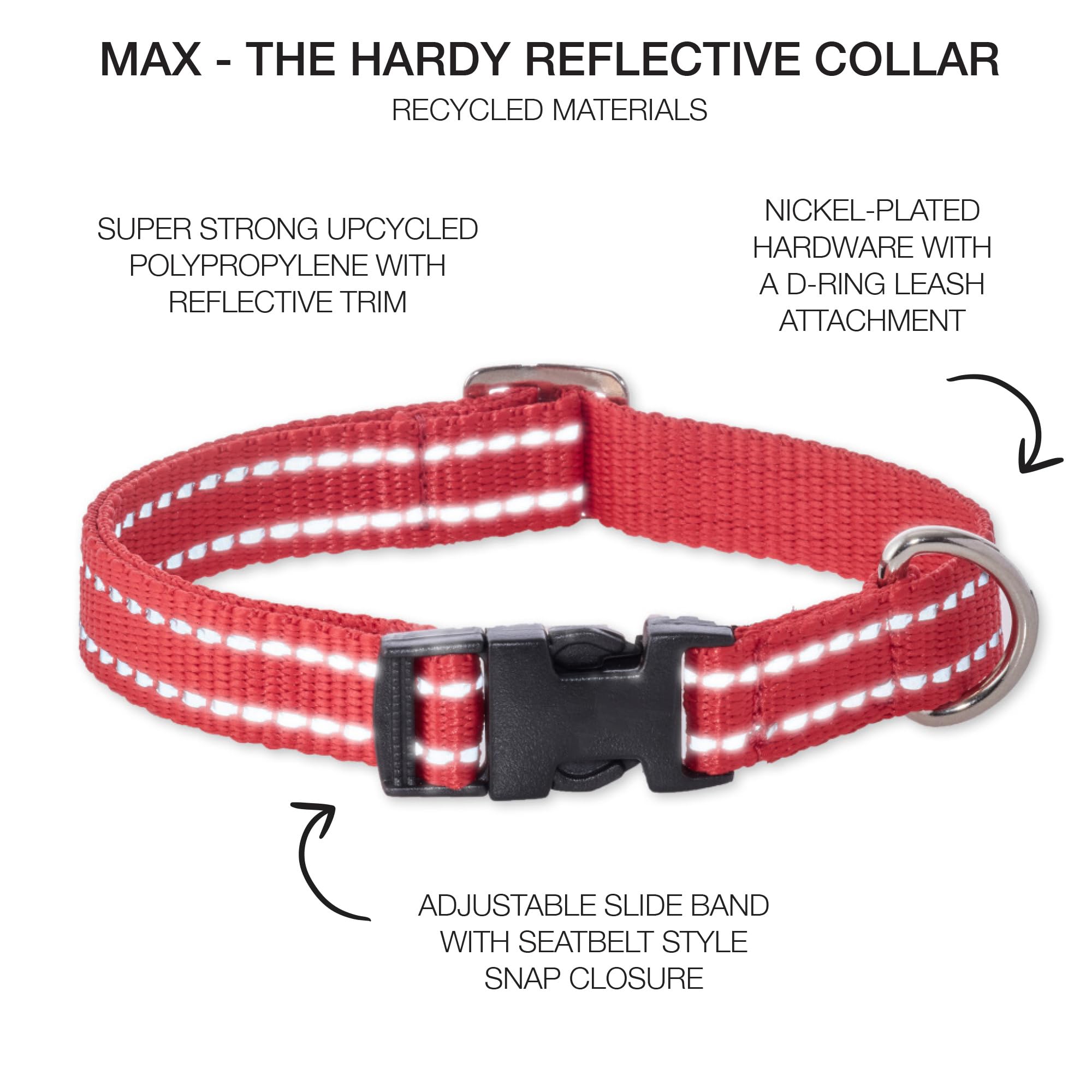 Pet Passion Adjustable Reflective Dog Pet Collar For Small, Medium And Large Dogs, Red, X-Large