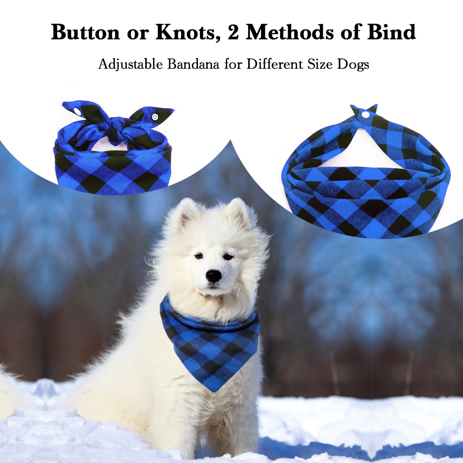 Christmas Plaid Bandana With Button, Fall Dual Layer Soft Cotton Triangle Dog Scarf Kerchief Washable Girl Boy Bandanas Adjustab