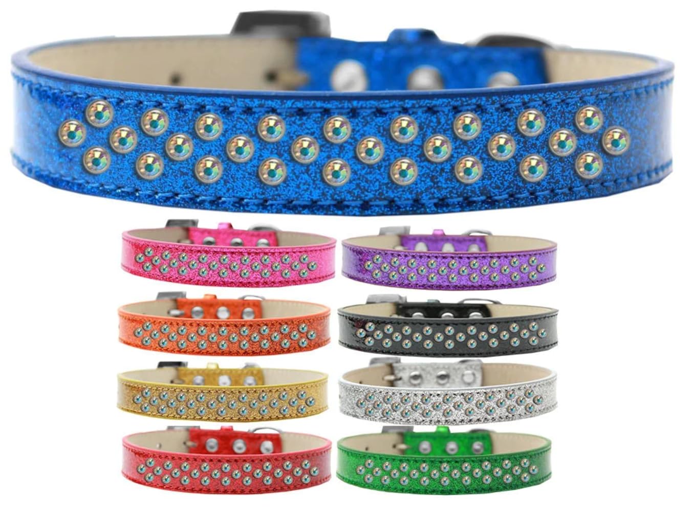 Dog, Puppy & Pet Ice Cream Collar, Aurora Borealis Crystal Rimsets Sprinkles Emerald Green 18