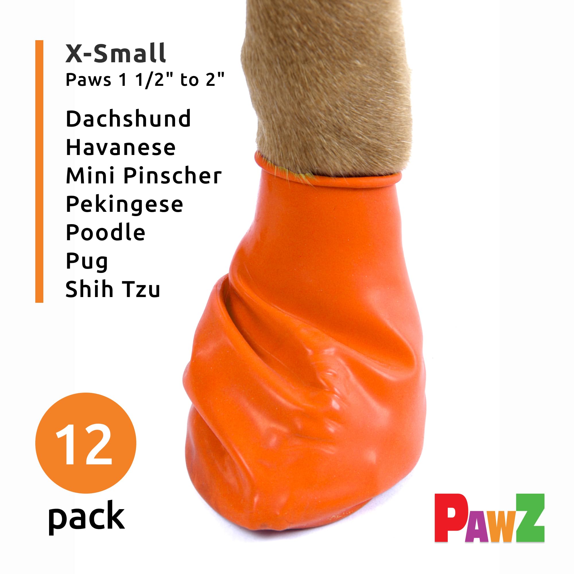Pawz Rubber Dog Boots For Paws To 2'' - All-Weather Dog Booties For Hot Pavement, Sand, Snow, Mud, And Rain - Anti Slip Dog Sock