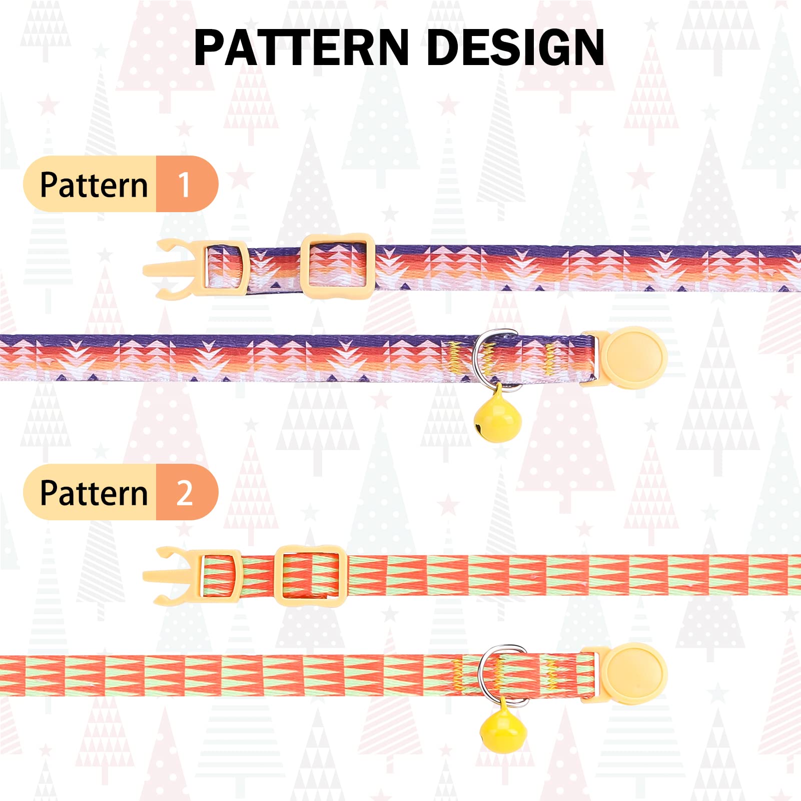 Dillybud Breakaway Cat Collars For Girl Boy Cats, Spring Summer All Weather Cat Collar Personalized Pattern 2 Pack,Cute Classic