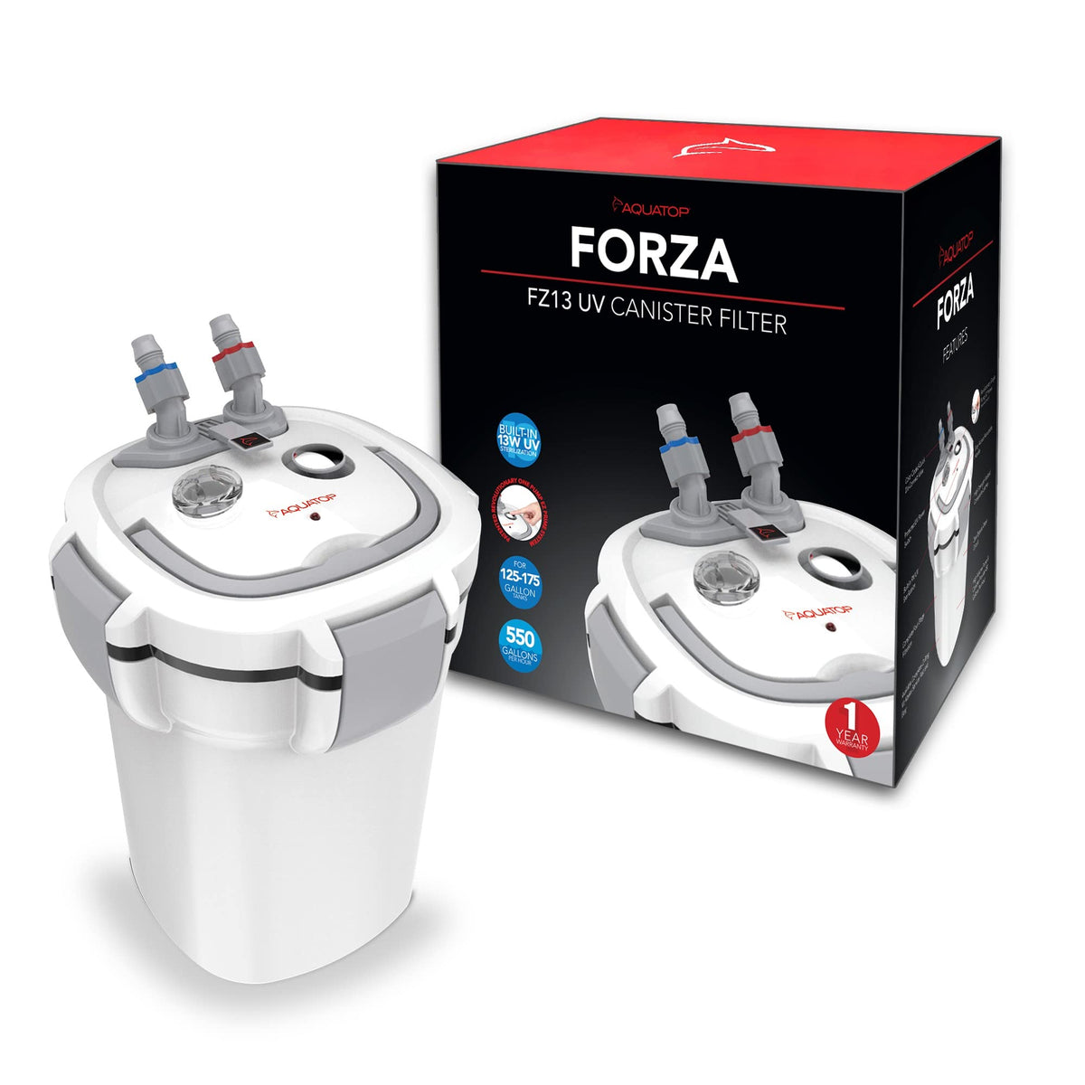 Aquatop Forza Premium Canister Filter, 13W Uv, 550 Gph – For 125-175 G ...