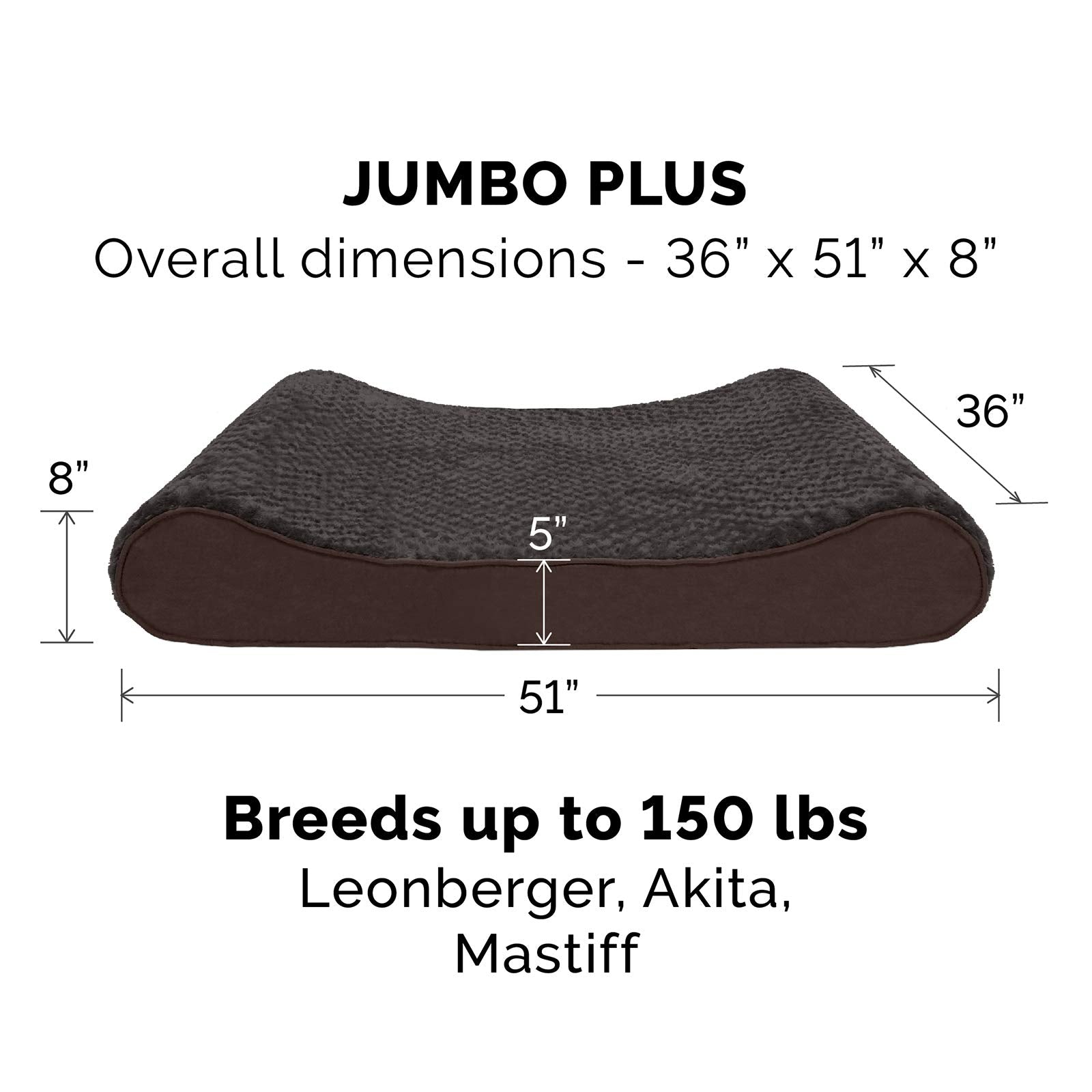 Furhaven Replacement Dog Bed Cover Ultra Plush Faux Fur & Suede Contour Luxe Lounger, Machine Washable - Chocolate, Jumbo Plus (