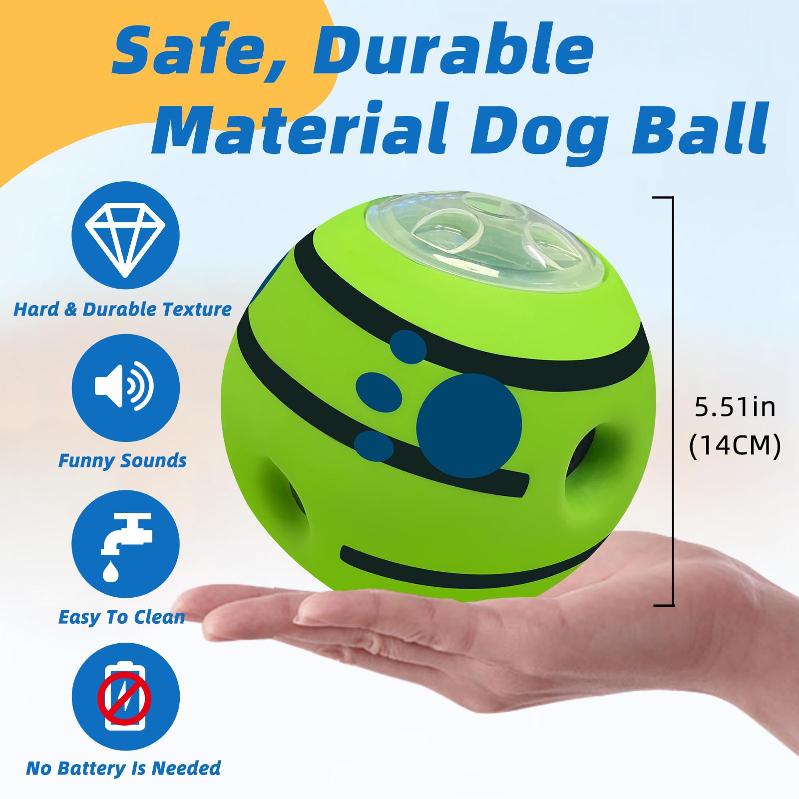 Shake And Laugh Interactive Puzzle Dog Treat Ball, Treat Dispensing Enrichment Dog Toys Ball, Xl, 5.51 In (14 Cm)