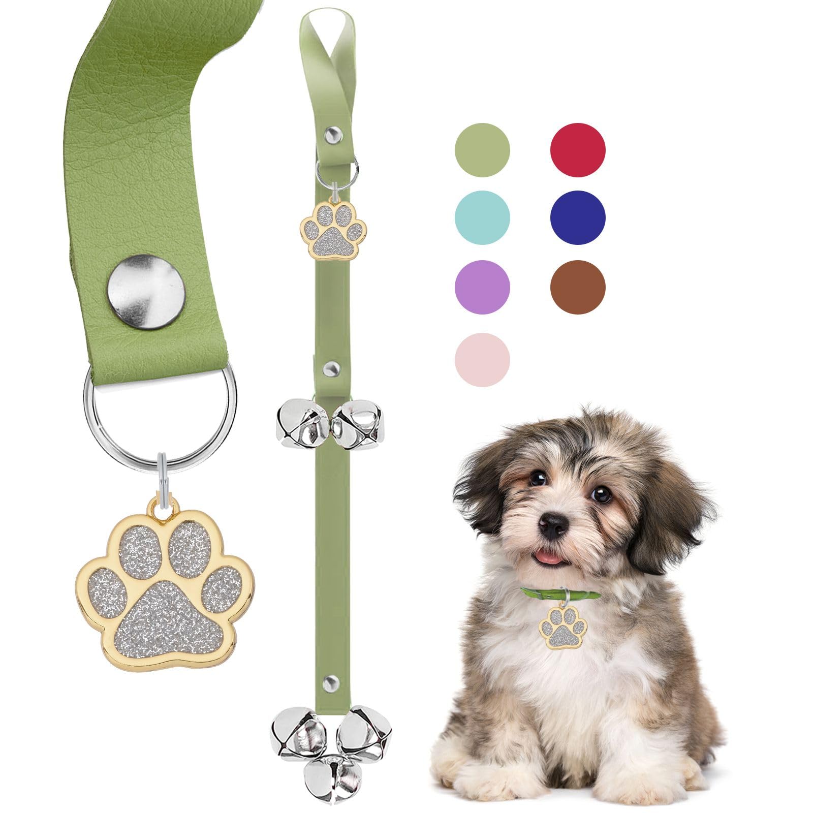 Kexiava Leather Dog Doorbell, Dog Bells To Go Outside Puppy Training Bell For Door Training Bells For Dogs To Ring To Go Potty (