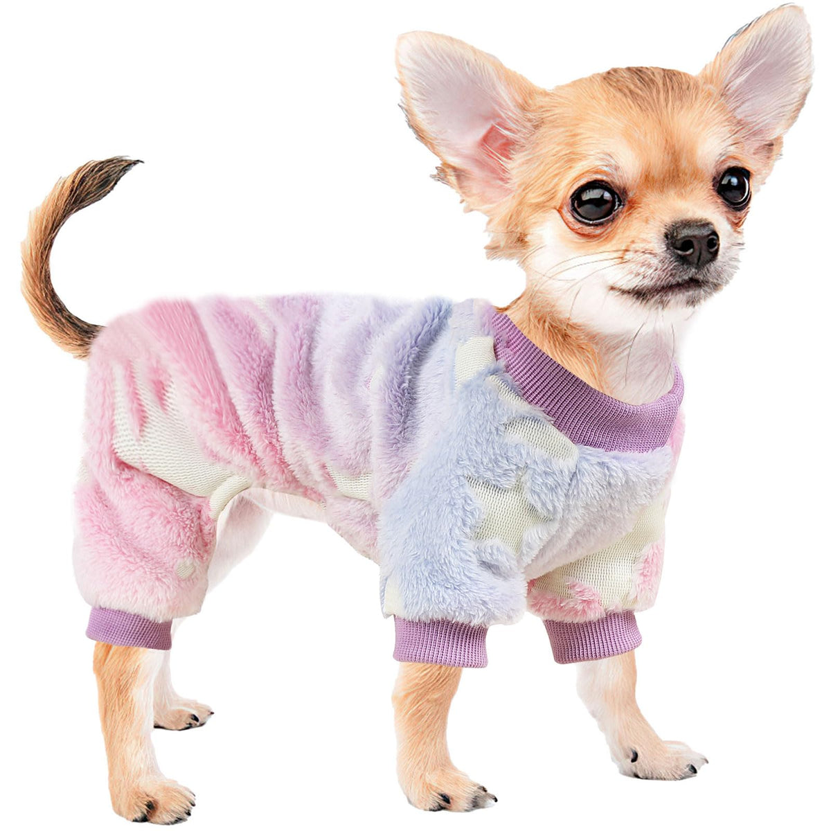 Sebaoyu Dog Pajamas For Small Dogs, Glow In Dark Tie Dye Unicorn Dog Sweater, Super Soft Velvet Material Chihuahua Yorkie Teacup Dog Clothes Outfits (Xxx-Small)