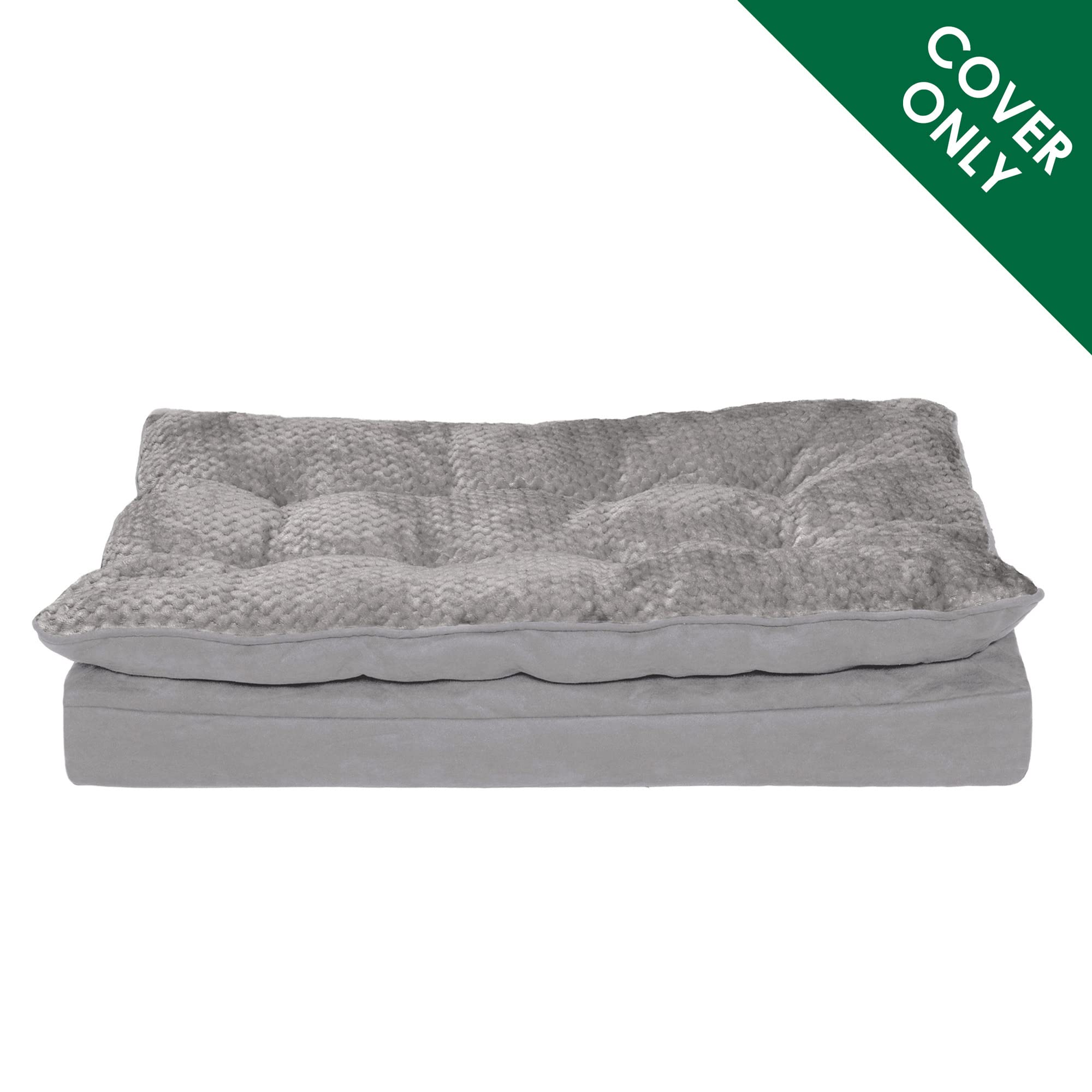 Furhaven Dog Bed Cover, Medium Minky Plush & Suede, Machine Washable, Titanium Gray, Model CVR-41338087