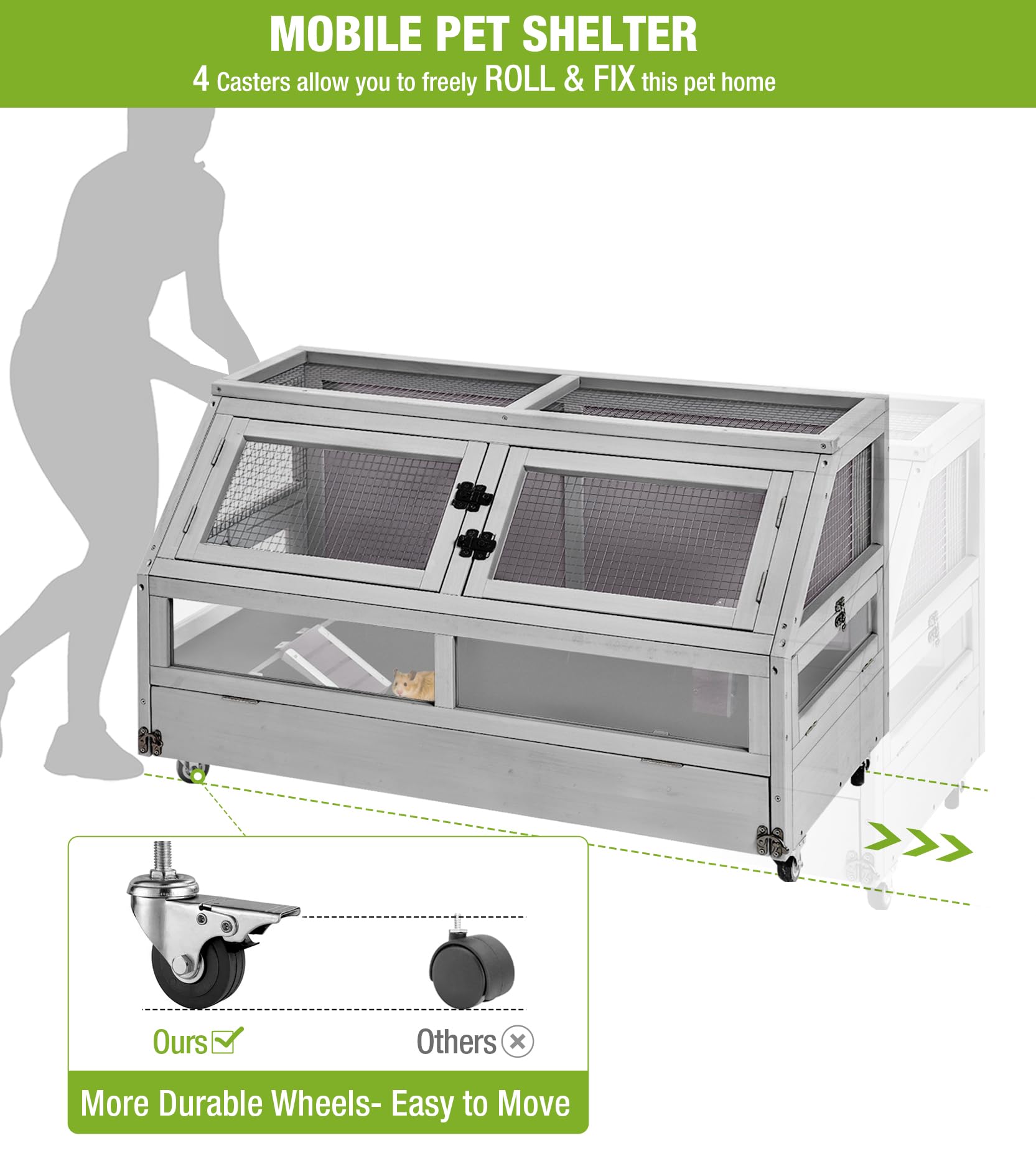 Gutinneen Guinea Pig Cage, Hamster Cage With Chew-Proof Aluminum Edges & Leak-Proof Pvc Layer, Small Animal Cage With 4-Wheel De