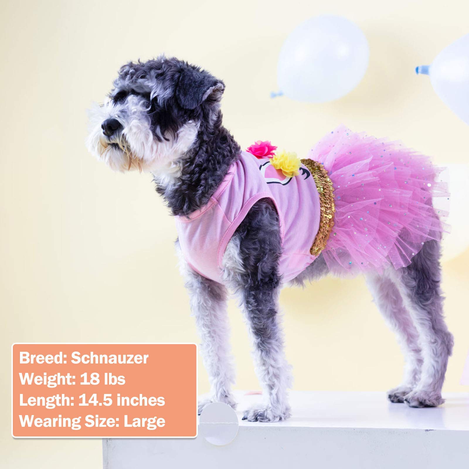 Kyeese Dog Dress Unicorn Tiered Layer Tutu Tulle Dogs Birthday Party Dresses With Sequins Dog Clothes X-Small