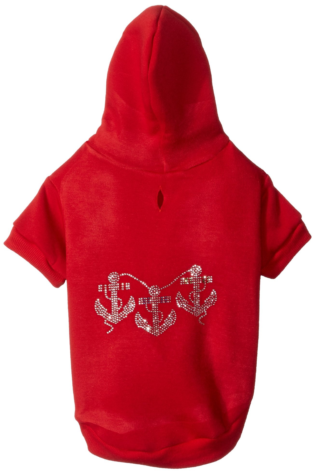 Mirage Pet Products 14-Inch Rhinestone Anchors Hoodies, Large, Red