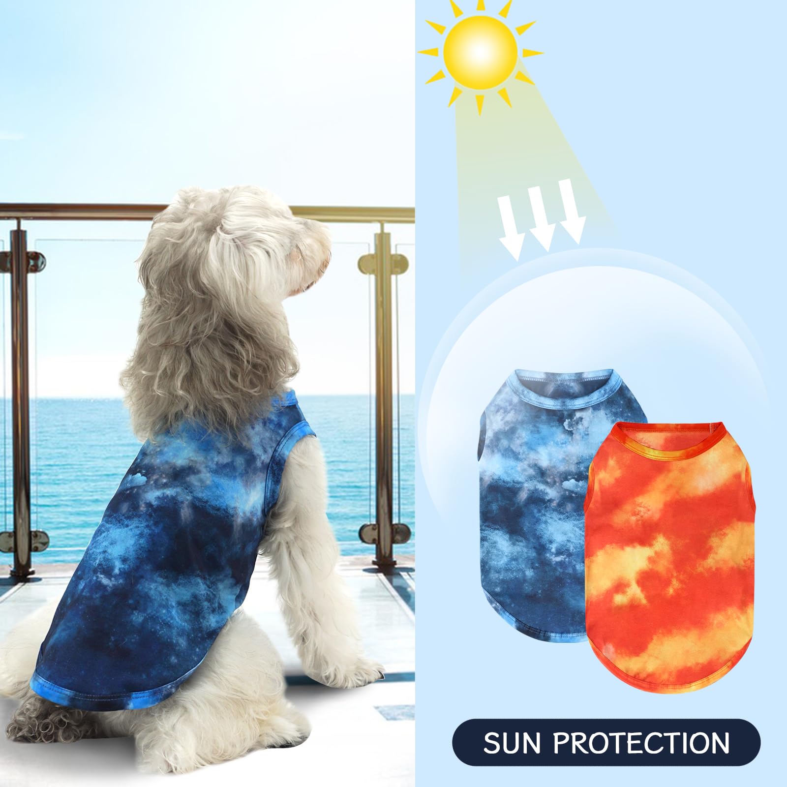 Xpudac 4 Pack Dog Shirt Tie Dye Lightweight Dog Clothes For Small Dogs Boy Girls Breathable Stretchy Tank Top Vest-Large