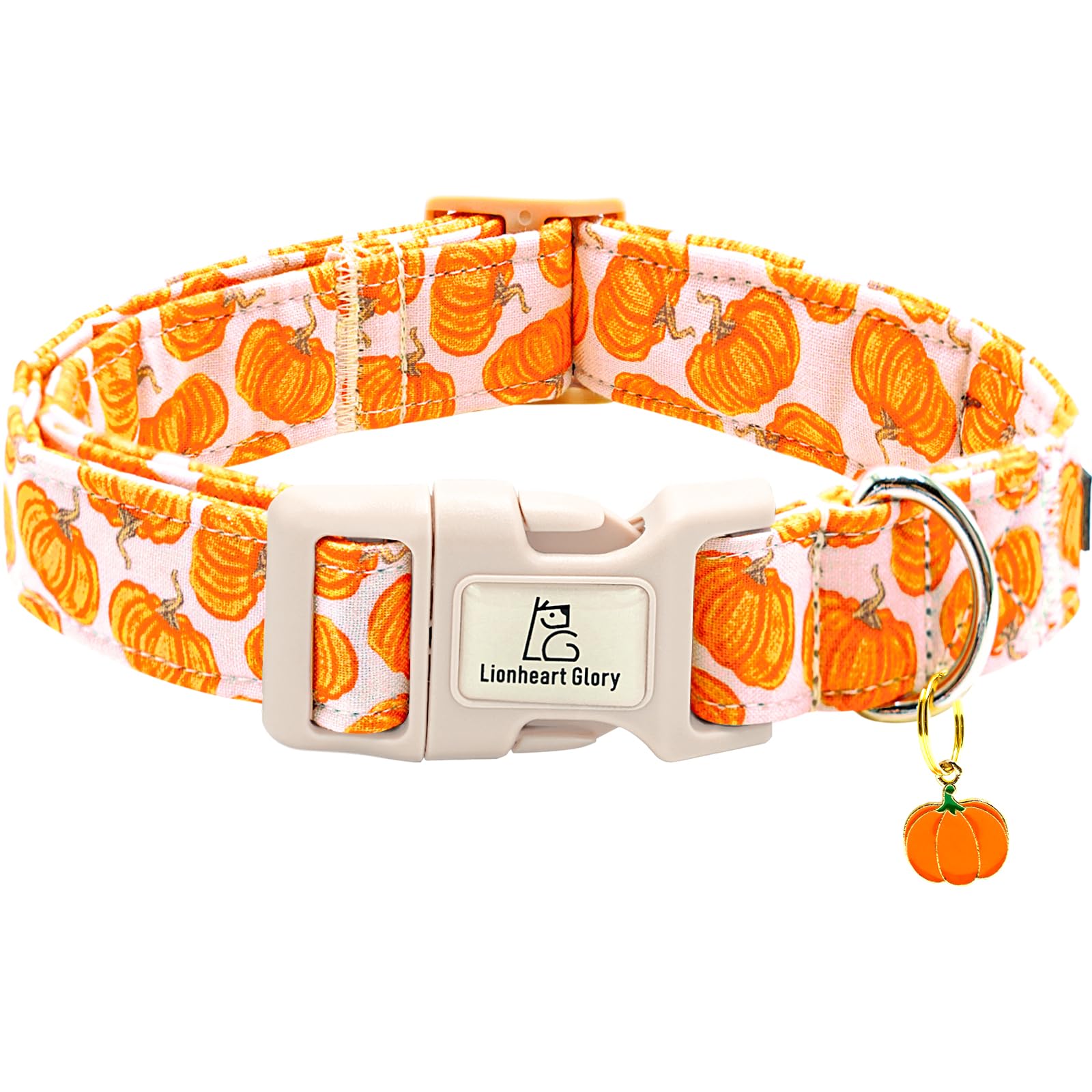 Lionheart Glory Halloween Dog Collars Pumpkin Pink Dog Collars Heavy Duty Adjustable Fall Collar For Small Collar Dogs Female Or