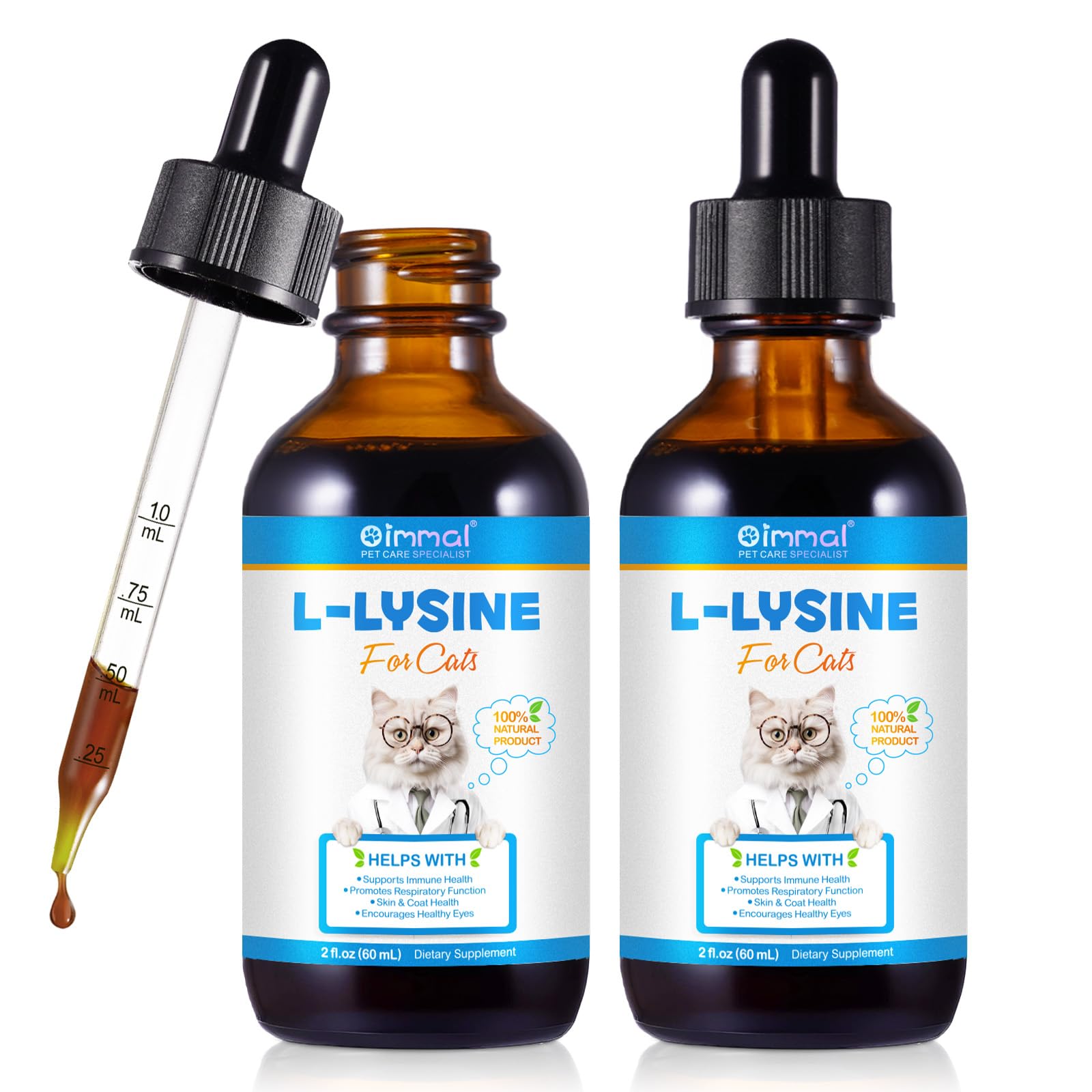 Lysine for Cats, Cat L-lysine Supplement Support Immune for Feline Respiratory, Sneezing, Runny Nose, Eye Function, Helps Streng