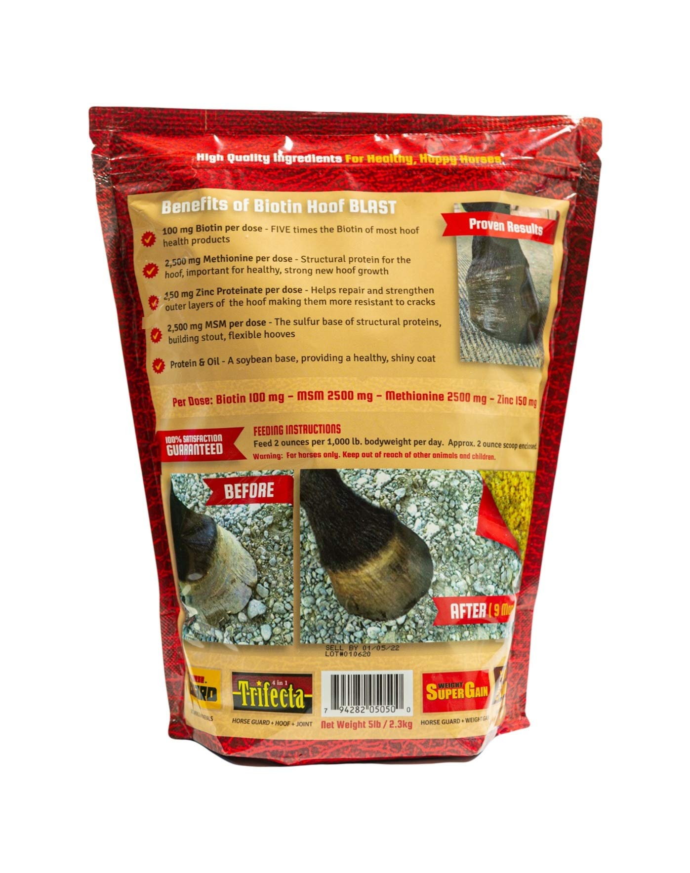 Hoof Supplements for Horses - Biotin Hoof Blast with 100mgs of Biotin per Serving - 4.8lb Concentrated Equine Hoof Health Suppl