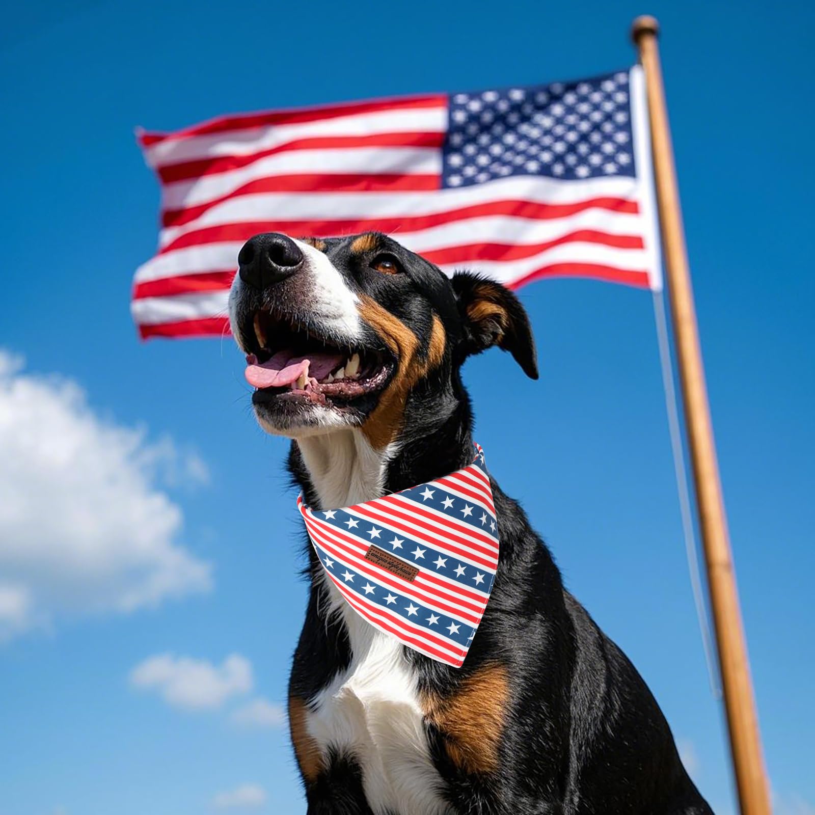 Unique Style Paws Dog Independence Bandanas 2Pcs Washable Cotton Triangle Summer Striped Star Flag Puppy Scarfs For Small Medium