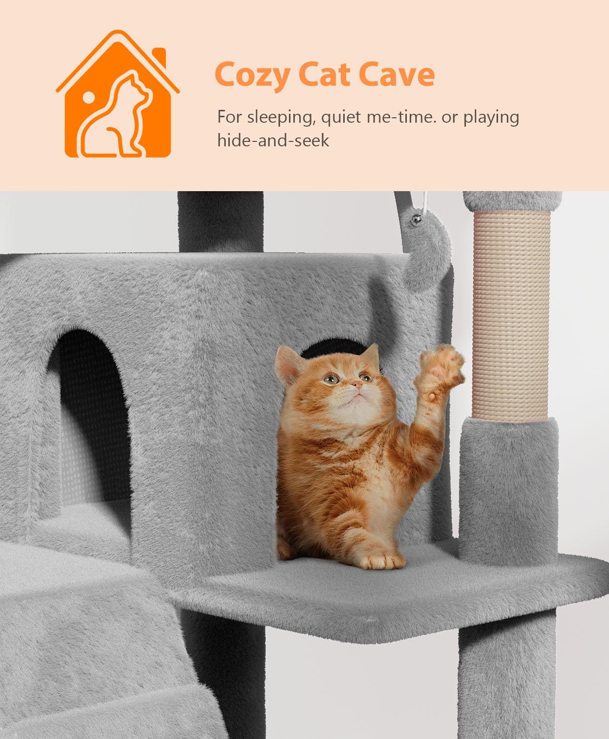 Os Motor 77'' Cat Tree Tower For Indoor Cats Large Adult,Cute/Tall Modern Cat Tree For Big Cats 20 Lbs,Plush Multi-Level Cat Con