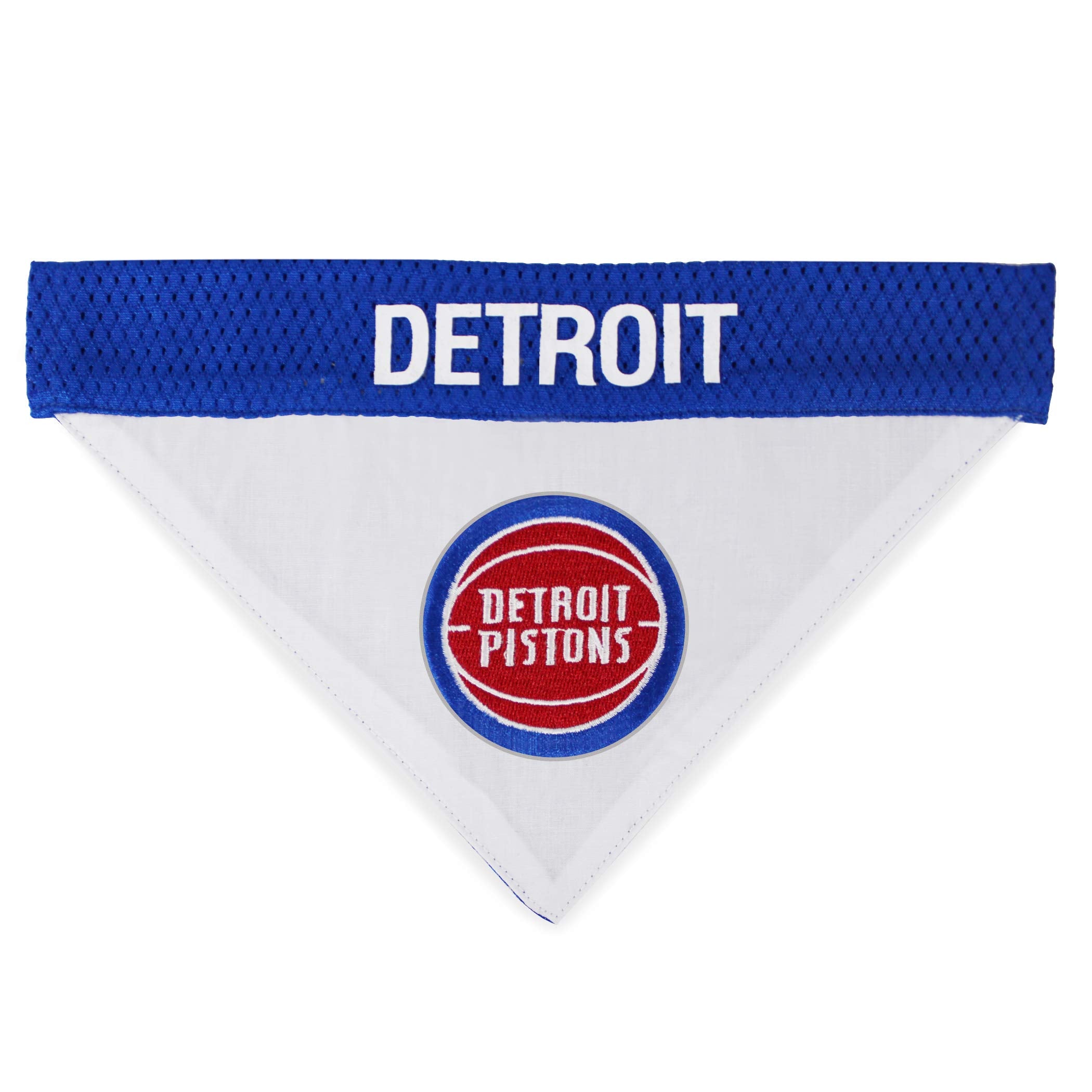 Nba Dog Bandana - Detroit Pistons Reversible Pet Bandana. 2 Sided Home & Away Sports Bandana With A Premium Embroidery Team Logo, Large/X-Large