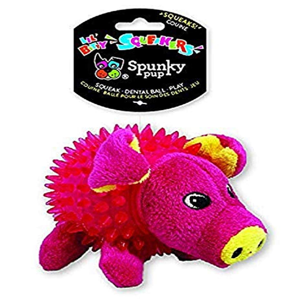 Spunky Pup Lil' Bitty Squeakers Dog Toy | Small Sized Dog Toy With Ball Squeaker | Pig