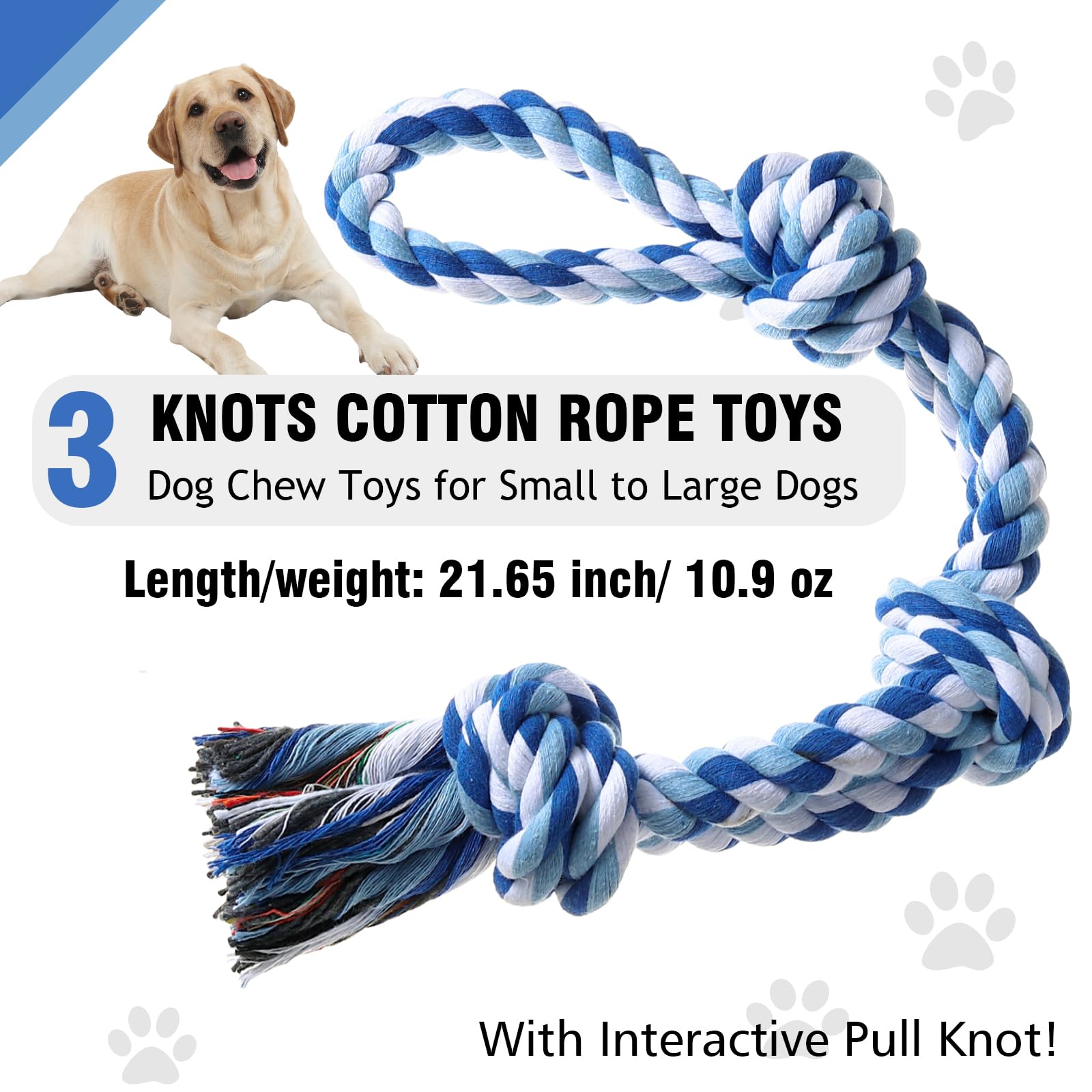XIGOU Dog Rope Toys Indestructible Dog Toys, Dog Chew Toys for Aggressive Chewers, Tough Puppy Teething Chew Toys for Boredom, D
