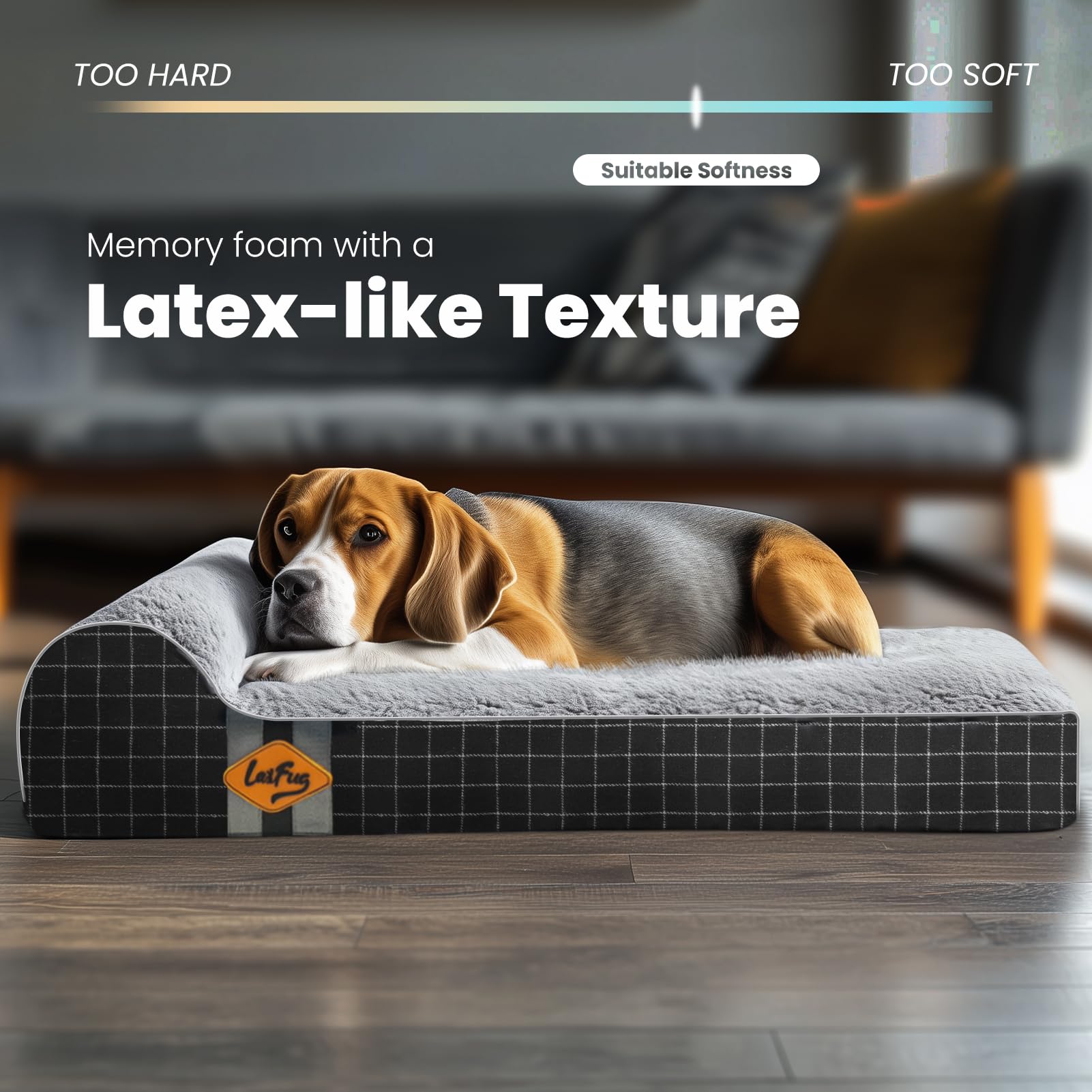 Laifug Orthopedic Memory Foam Dog Bed With Durable Water Proof Liner And Removable Washable Cover (Large (40''X25''X6''), Black