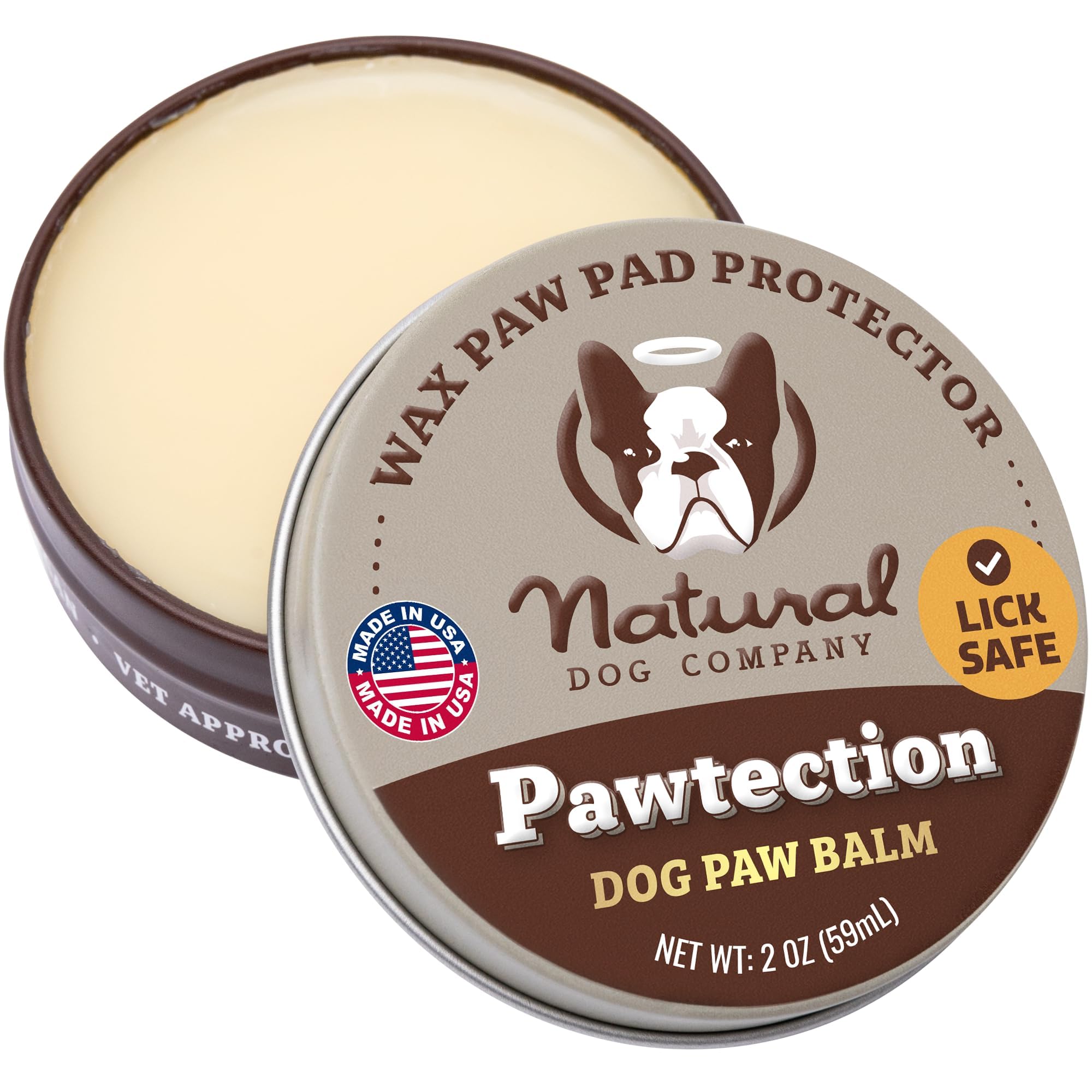 Natural Dog Company PawTection Balm 2 oz Tin - Wax-Based Paw Protector Stick with Shea Butter & Calendula - Shields Paws from Sn