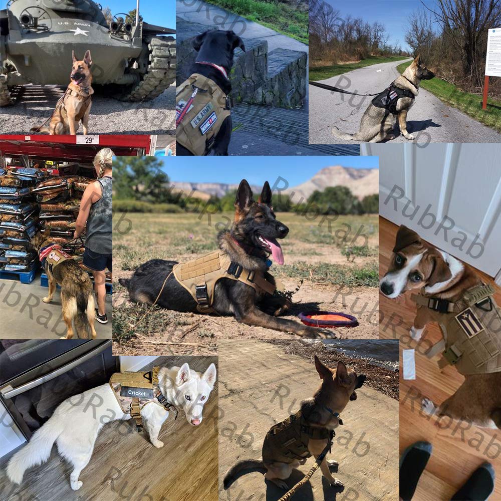 RubRab Tactical Dog Harness Vest with Handle Military Working Training Molle Vest with Metal Buckles & Loop Panels for Large Dog