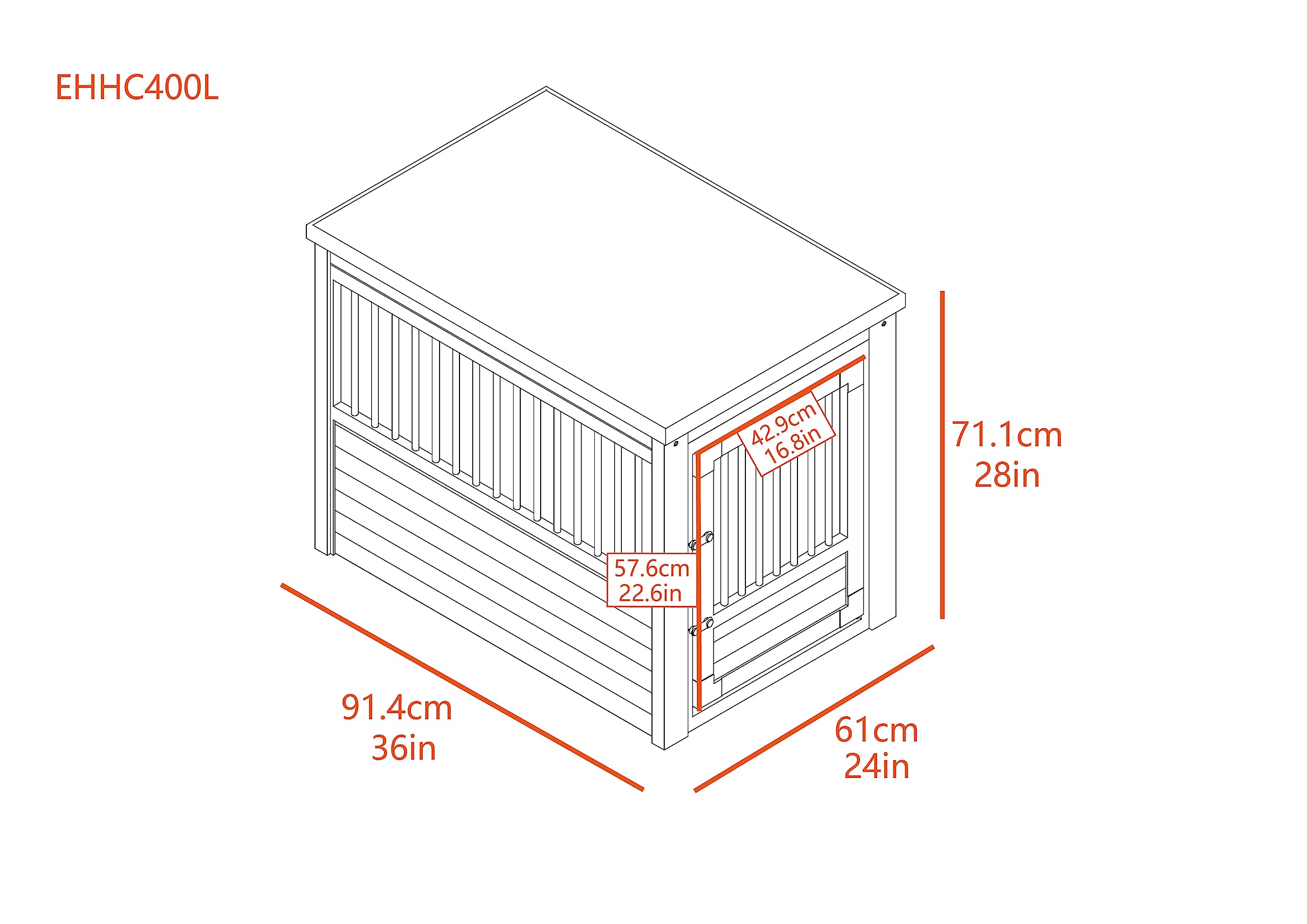 New Age Pet ECOFLEX Dog Crate End Table - Durable Wood-Plastic Composite with Stainless Steel Latch, Easy Assembly, Ideal for Do