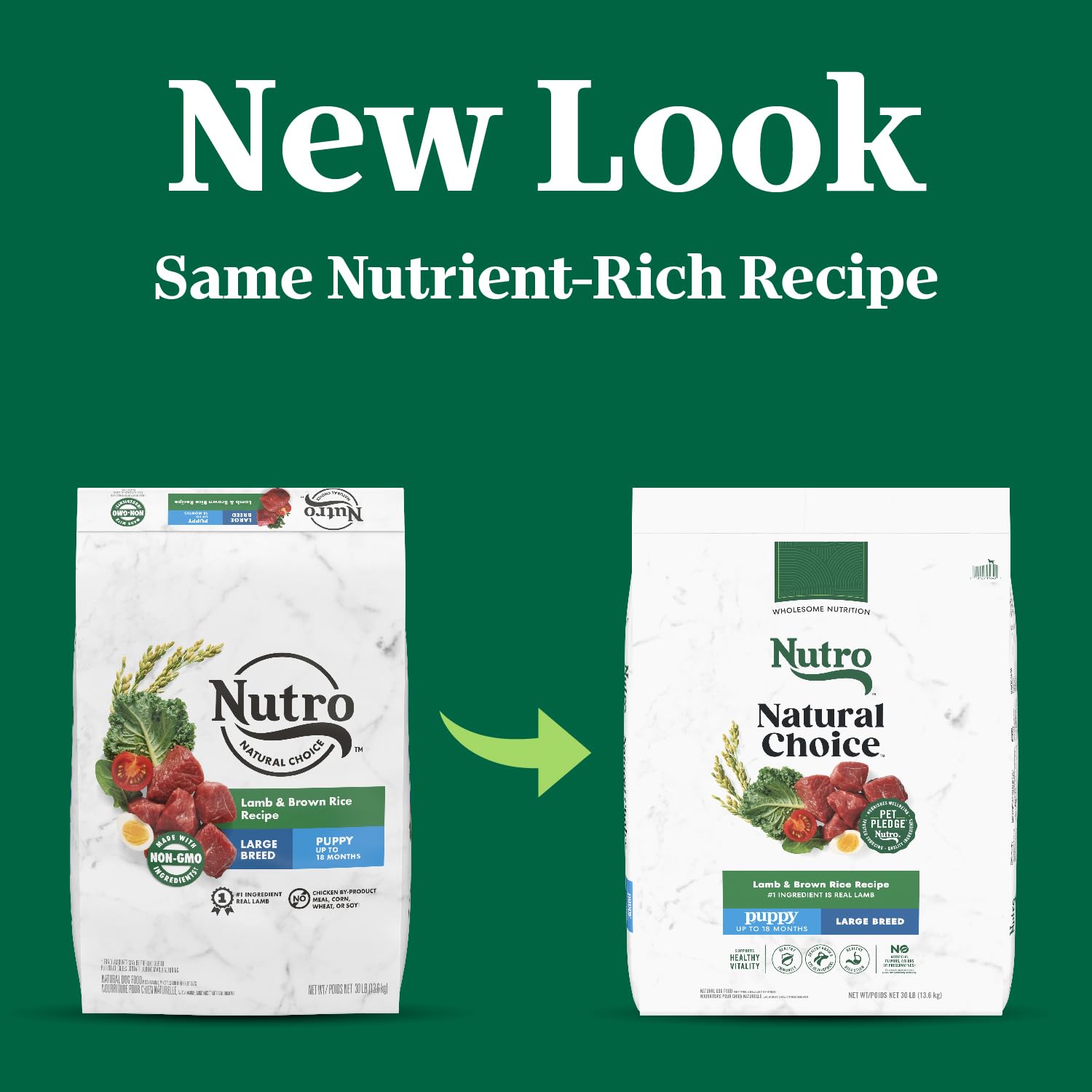 NUTRO NATURAL CHOICE Large Breed Puppy Dry Dog Food, Lamb & Brown Rice Recipe Dog Kibble, 30 lb. Bag