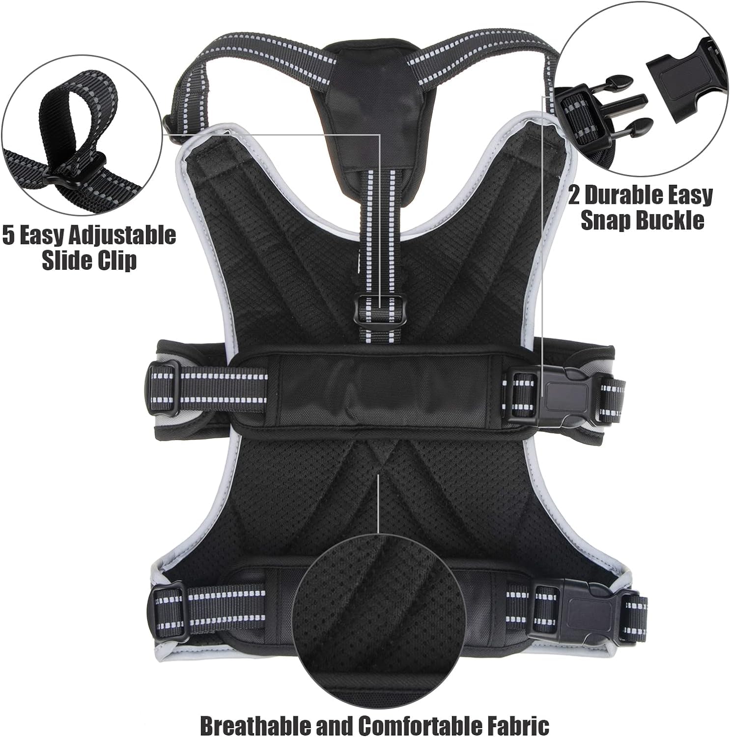 Mihachi No Pull Dog Harness - Escape Proof Reflective Dogs Vest With Lift Handle, Adjustable Soft Padded Pet Harness Training Ea