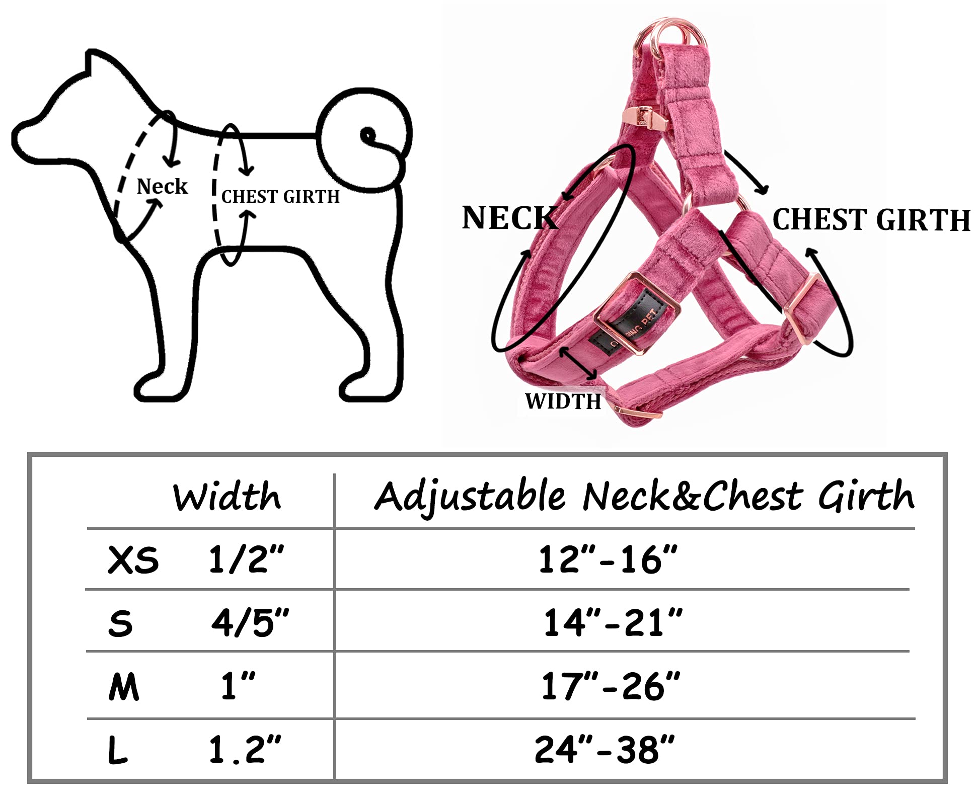 Aring Pet Dog Harness, Dog Halter Harness, Velvet Harness For Small Medium Large Dogs.