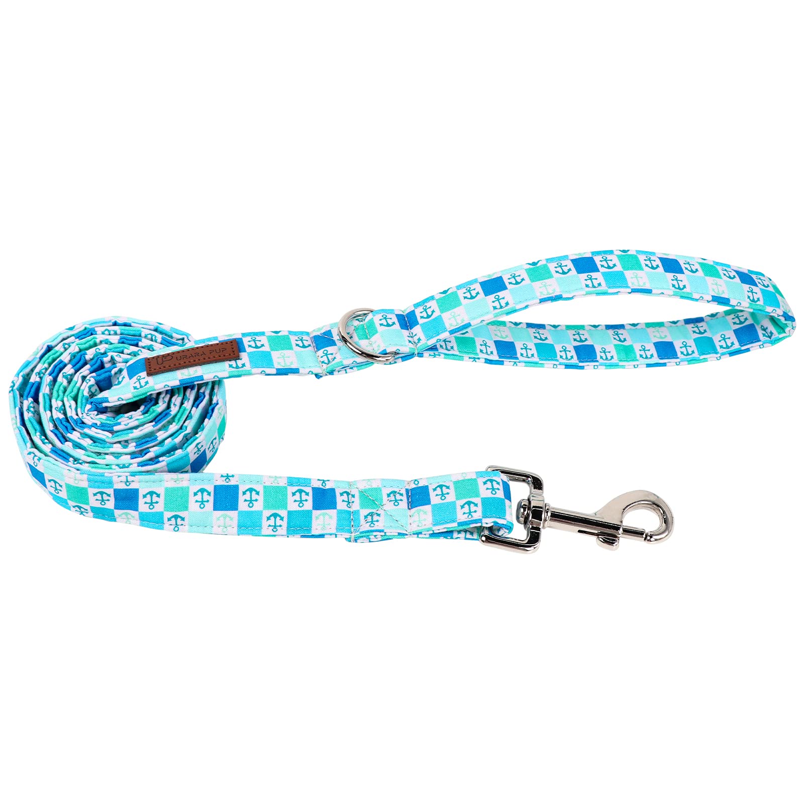 Up Urara Pup Summer Dog Leash Match Dog Collar, Sturdy Durable Blue Cotton Dog Leash, Summer Dog Training Leash For Small Medium