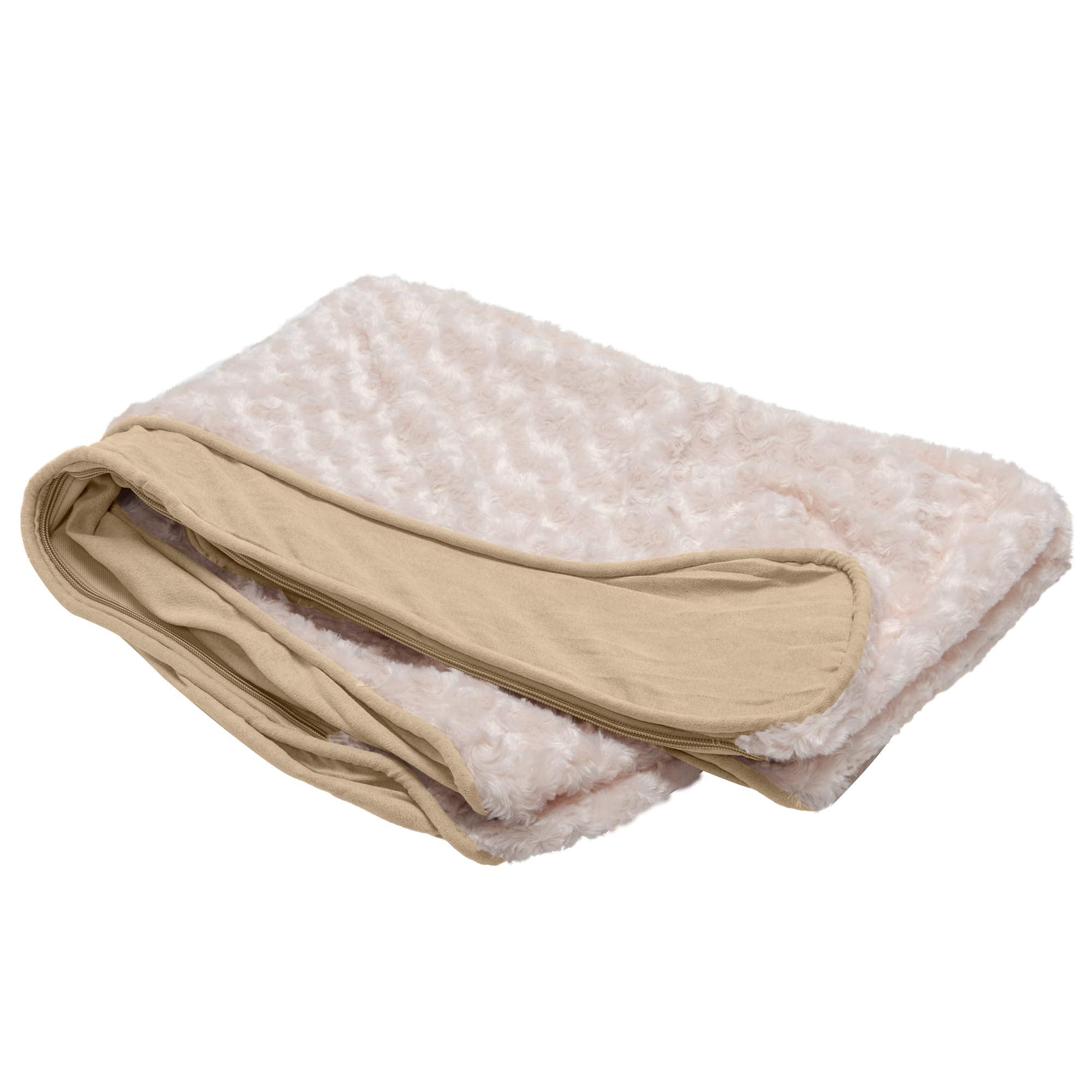 Furhaven Replacement Dog Bed Cover Ultra Plush Faux Fur & Suede Contour Luxe Lounger, Machine Washable - Cream, Jumbo (X-Large)