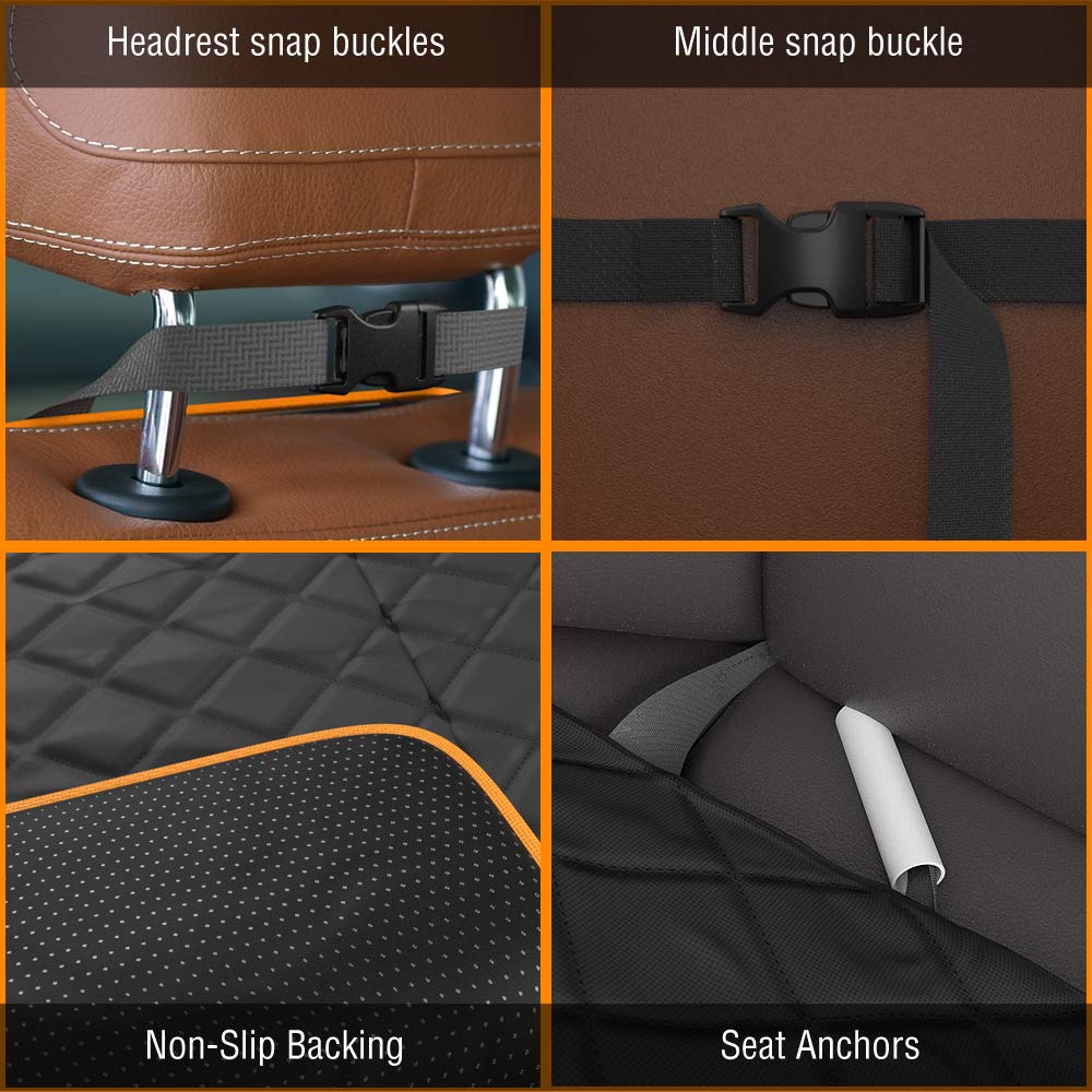 Active Pets Front Dog Car Seat Cover For Suv, Trucks, Sedans. Waterproof Car Seat Covers For Dogs Front Seats Only. Car Seat Protector For Dogs - Orange