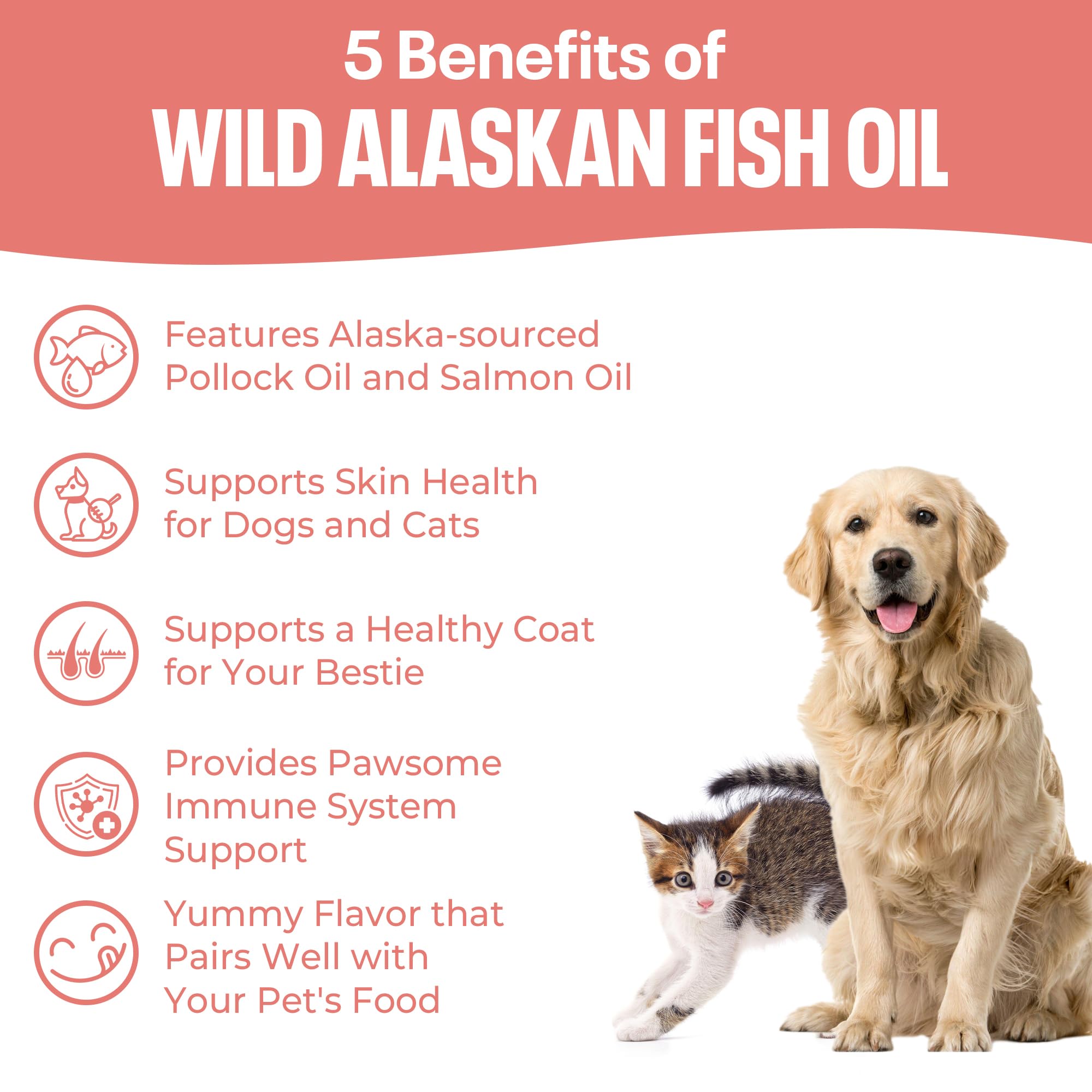 SavvyBeast Pollock and Salmon Oil for Dogs & Cats - Omega-3 Fish Oil Supplement for Pets - Supports Skin & Coat, Joints, Itch Re