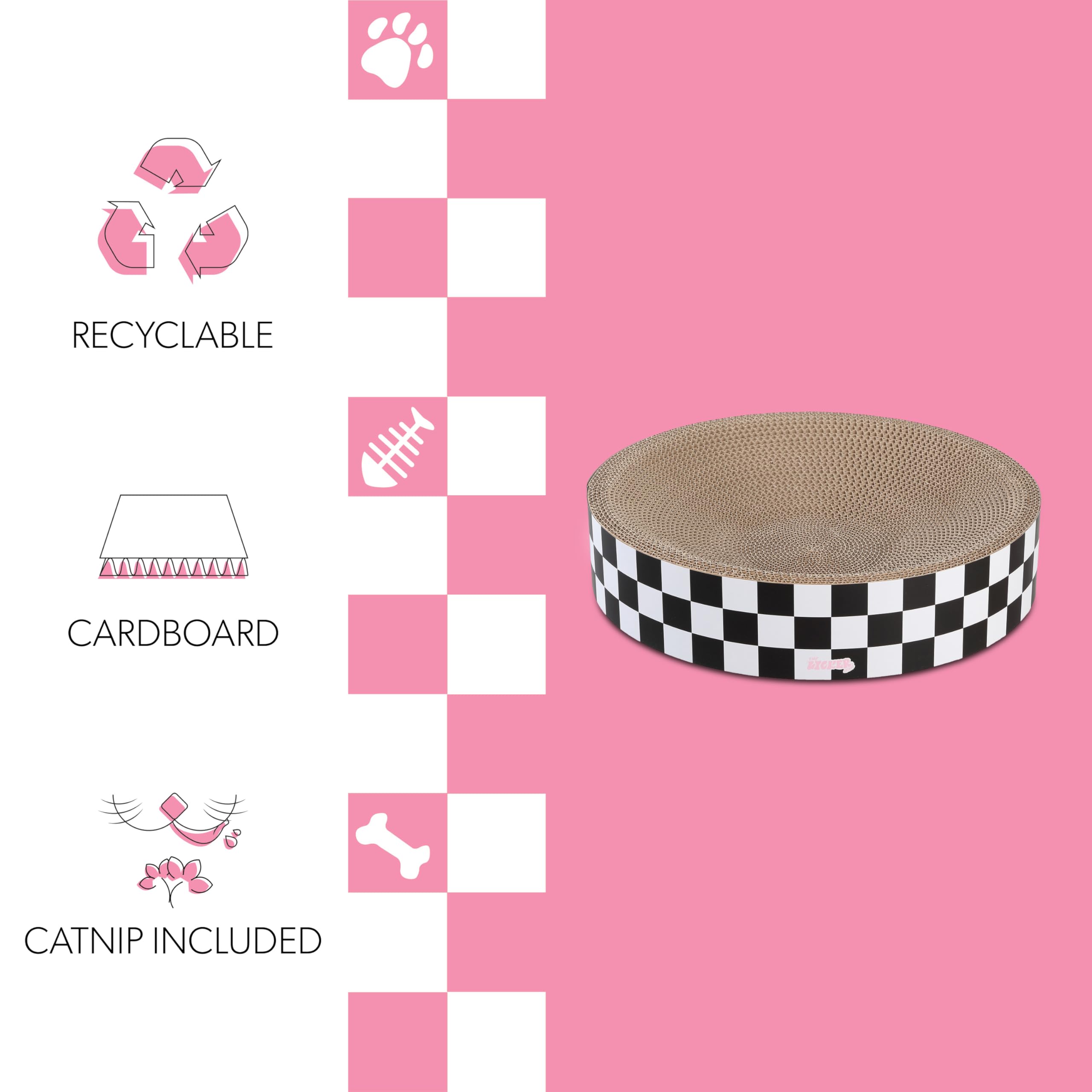 The Licker Store Csr1010F Nelson 20.13' Modern Cardboard Round Bowl Cat Scratcher With Catnip, Checkered