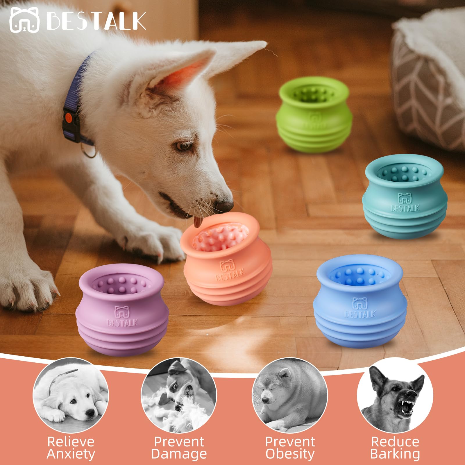Dog Enrichment Treat Toy, Long-Lasting Wobbly Interactive Freeze Lick Toys for Dogs, Stuffable Puzzle Feeder Toy for Boredom, Si