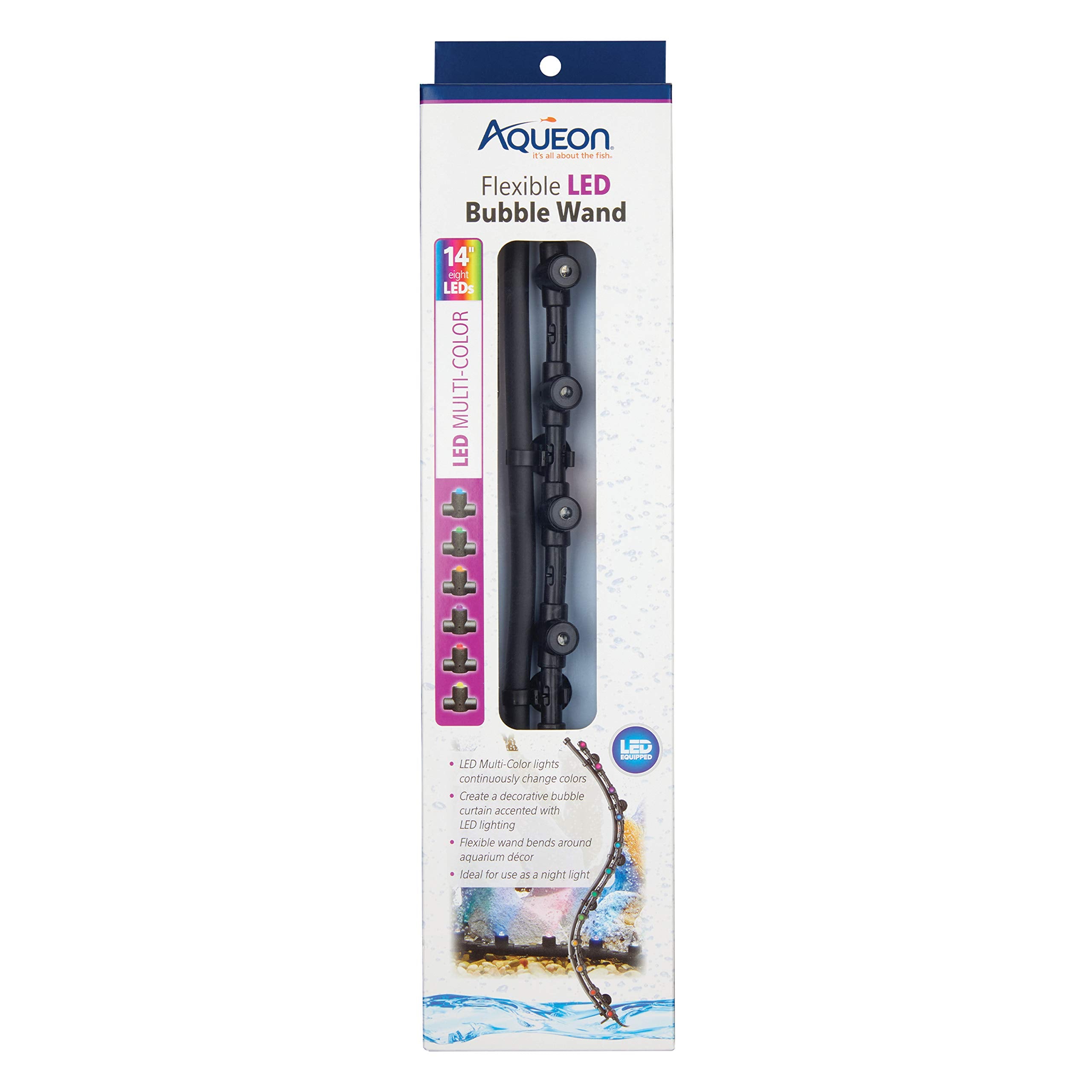 Aqueon Fish Tank Aquarium Flexible Led Accent Light And Bubble Wand, Multi Color, 14 Inch