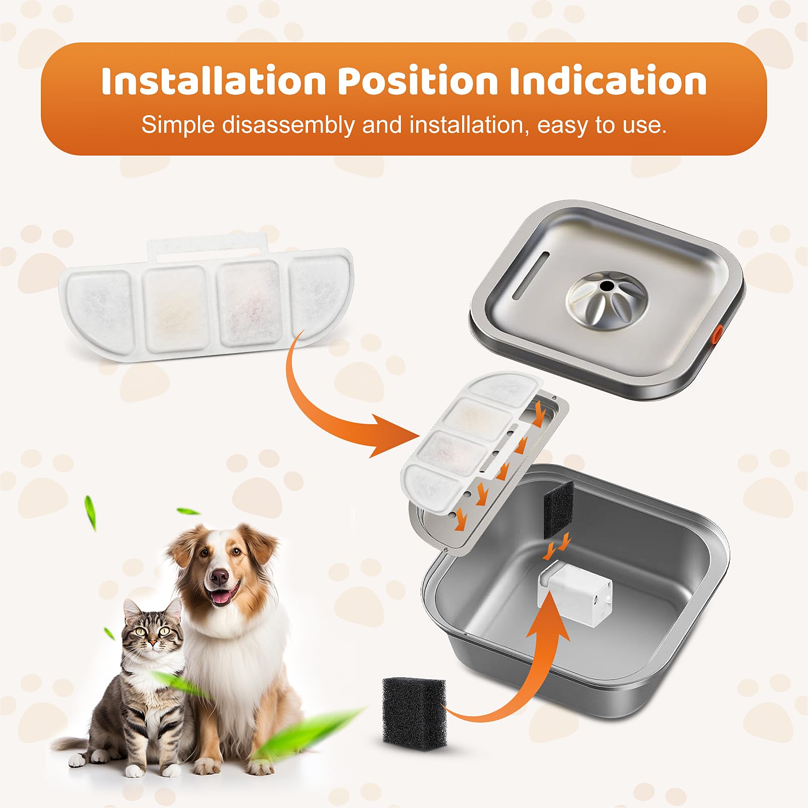 Ktnaid 12 Pack Replacement Filters Compatible With Pawtners Wf008A Pet Cat Dog Water Fountain (4L/135Oz), Refill Filters With 12