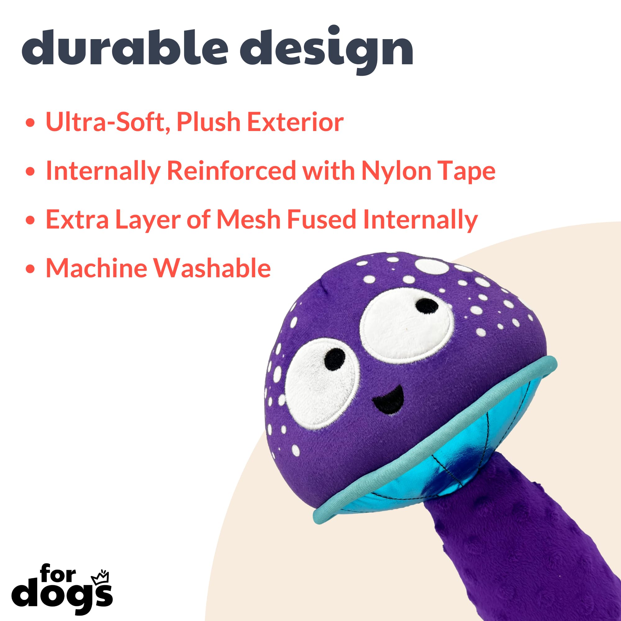 Huxley & Kent For Dogs | Mellow Mushroom (Large) | Funny Dog Toy | Power Plush Dog Toy With Squeaker | Dog Gift | Fun, Durable |