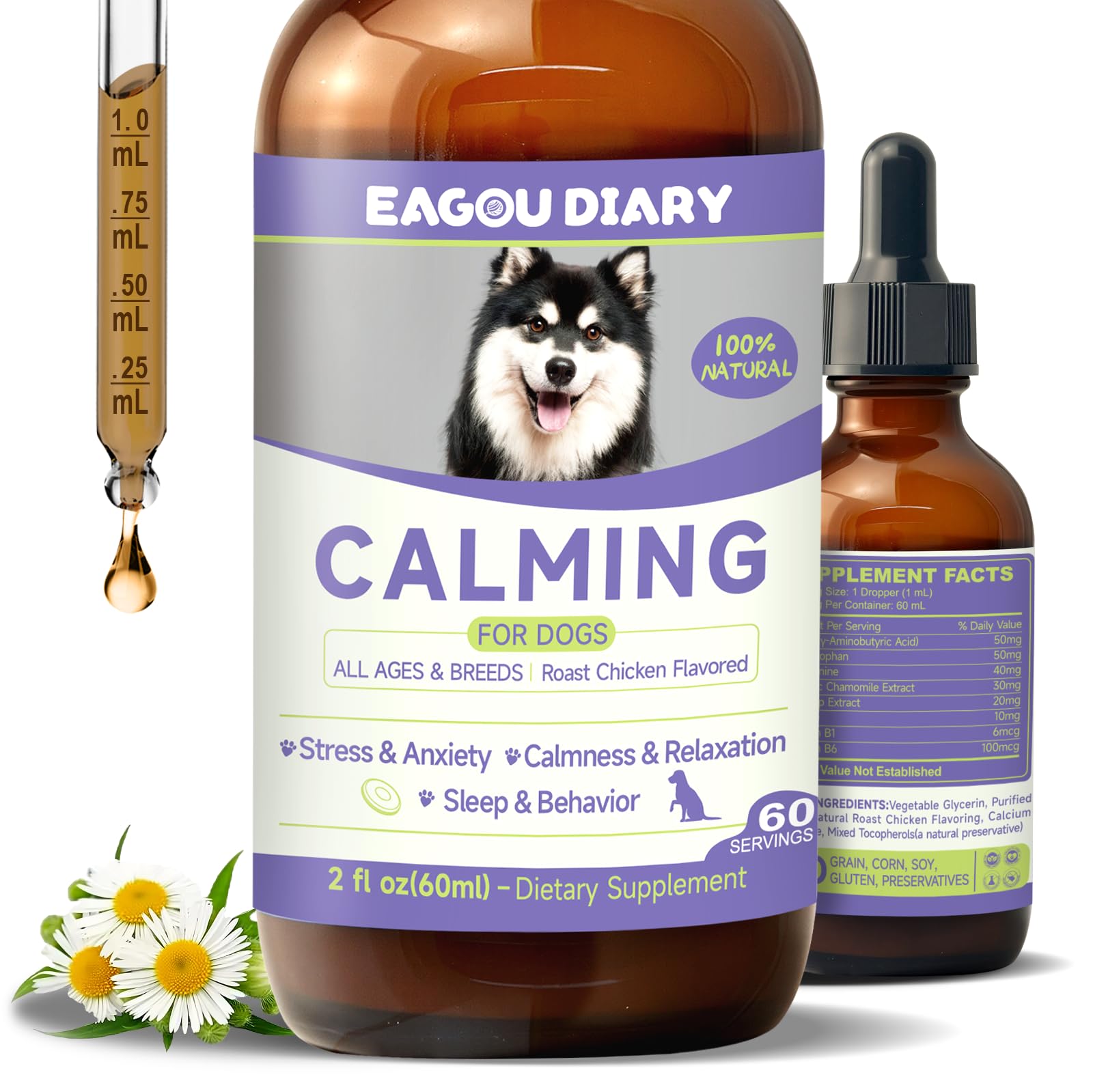 Dog Calming Drop - Anxiety Stress Relief for Dogs,Separation, Fireworks, Storm,Thunder Anxiety Support,Sleep Aid Dog Calming Sup