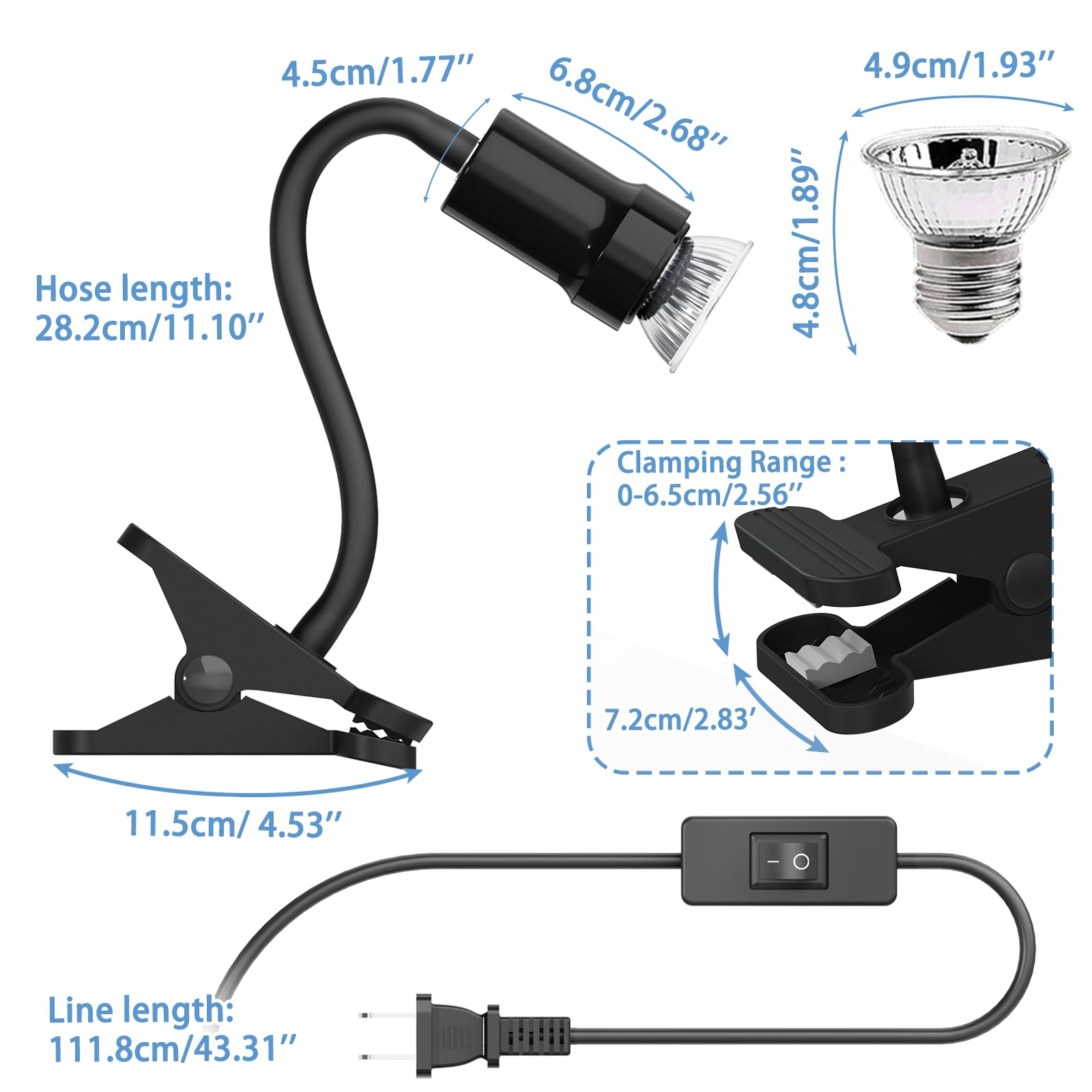 Moonorange Reptile Heat Lamp, 360 Rotatable Uva/Uvb Light Lamp With 2Pcs Basking Bulbs (25W + 35W), Suitable For Snake, Lizard,