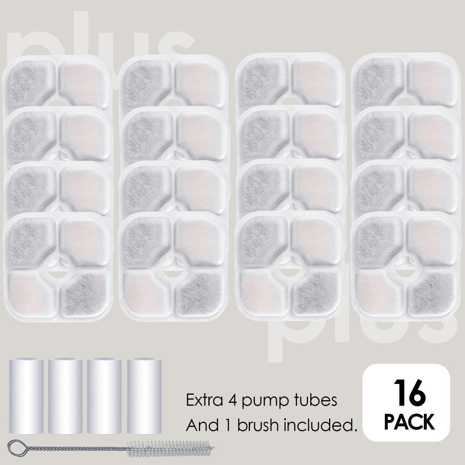 16-Pack Cat Water Fountain Filter Compatible With Catit Pixi Water Fountain Filter Replacement Triple Action Water Filter, 4 Pum