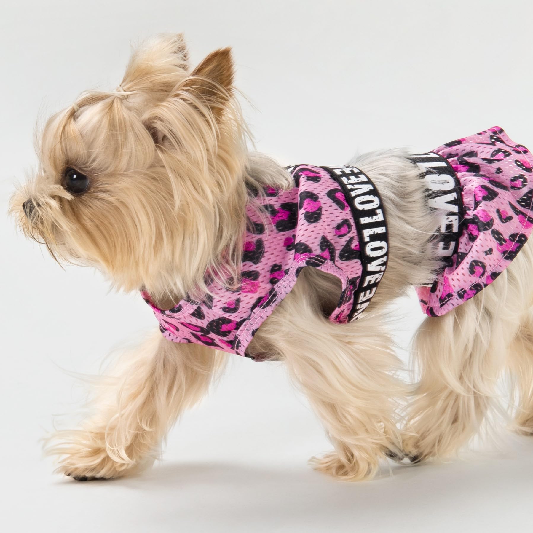 Fitwarm 2 Piece Leopard Quick Dry Dog Cooling Vest, Breathable Summer Dog Clothes With Crop Top And Skirt, Stretchy Beach Pet Dr
