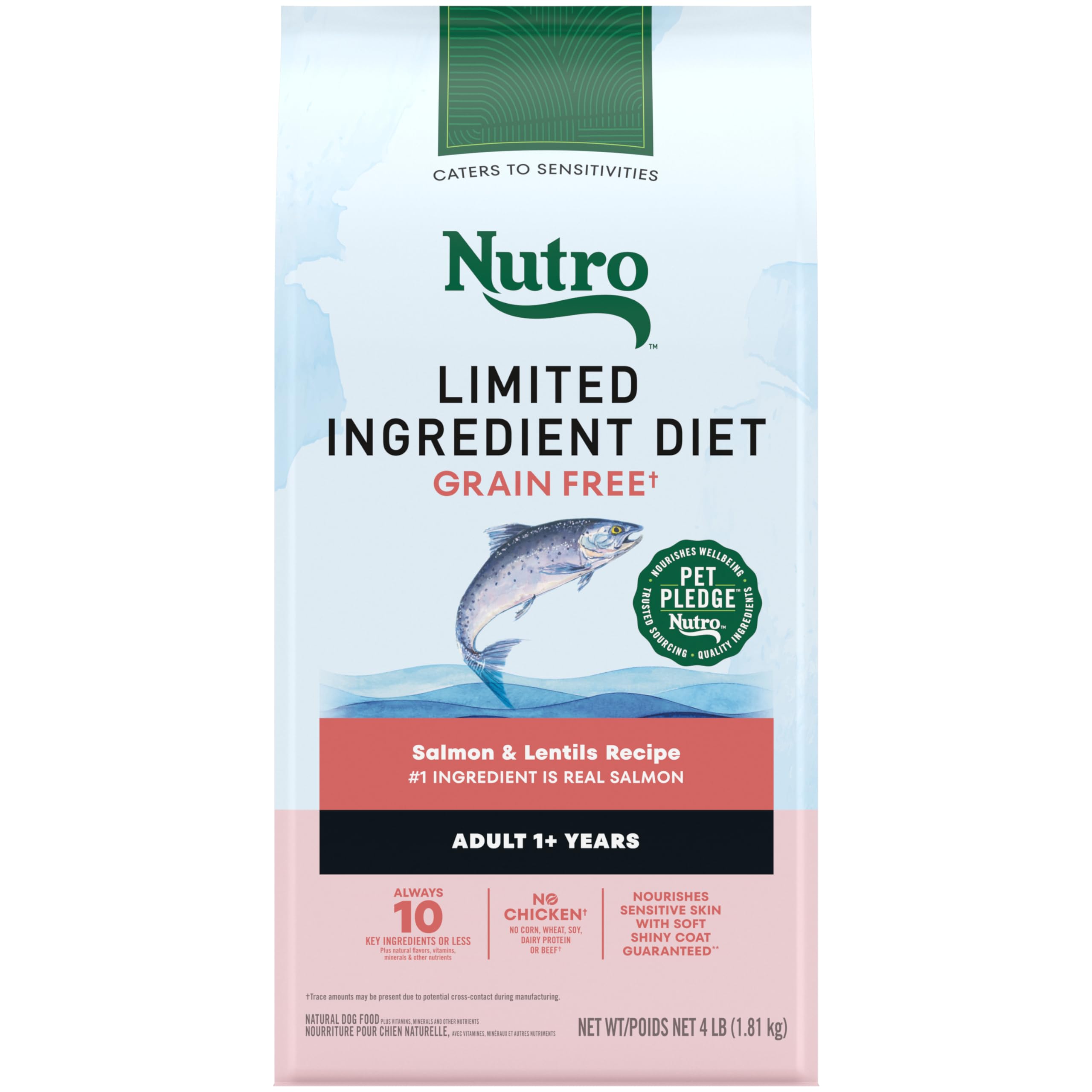 Nutro Limited Ingredient Diet Dry Dog Food, Salmon & Lentils Recipe, 4 lbs.