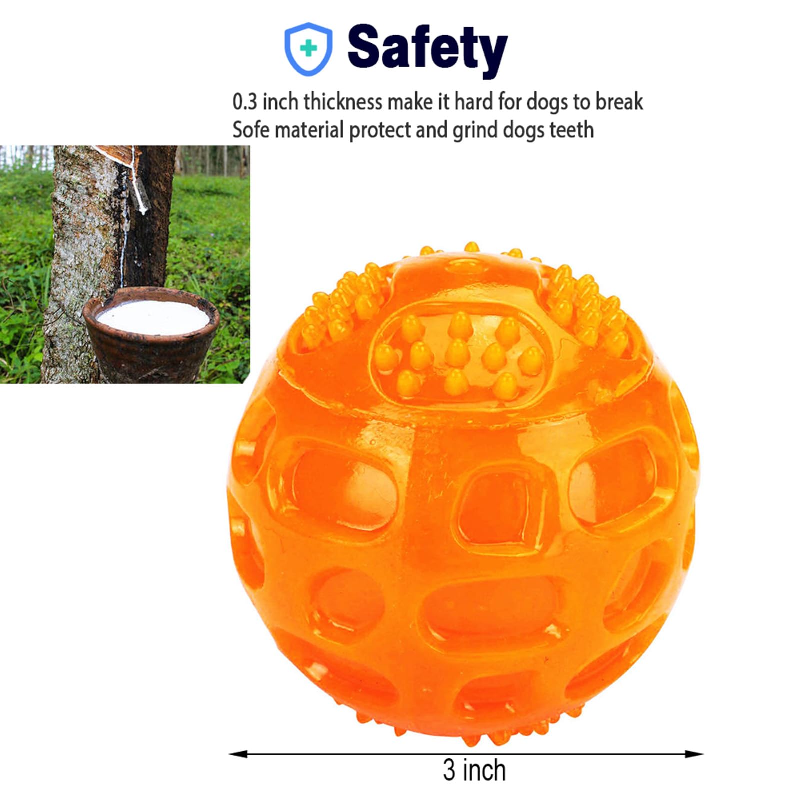 Aceone Dog Squeaky Ball, Pet Squeak Chew Bouncy Rubber Toy Balls For Small Large Dogs Indestructible Exercise Training Playing
