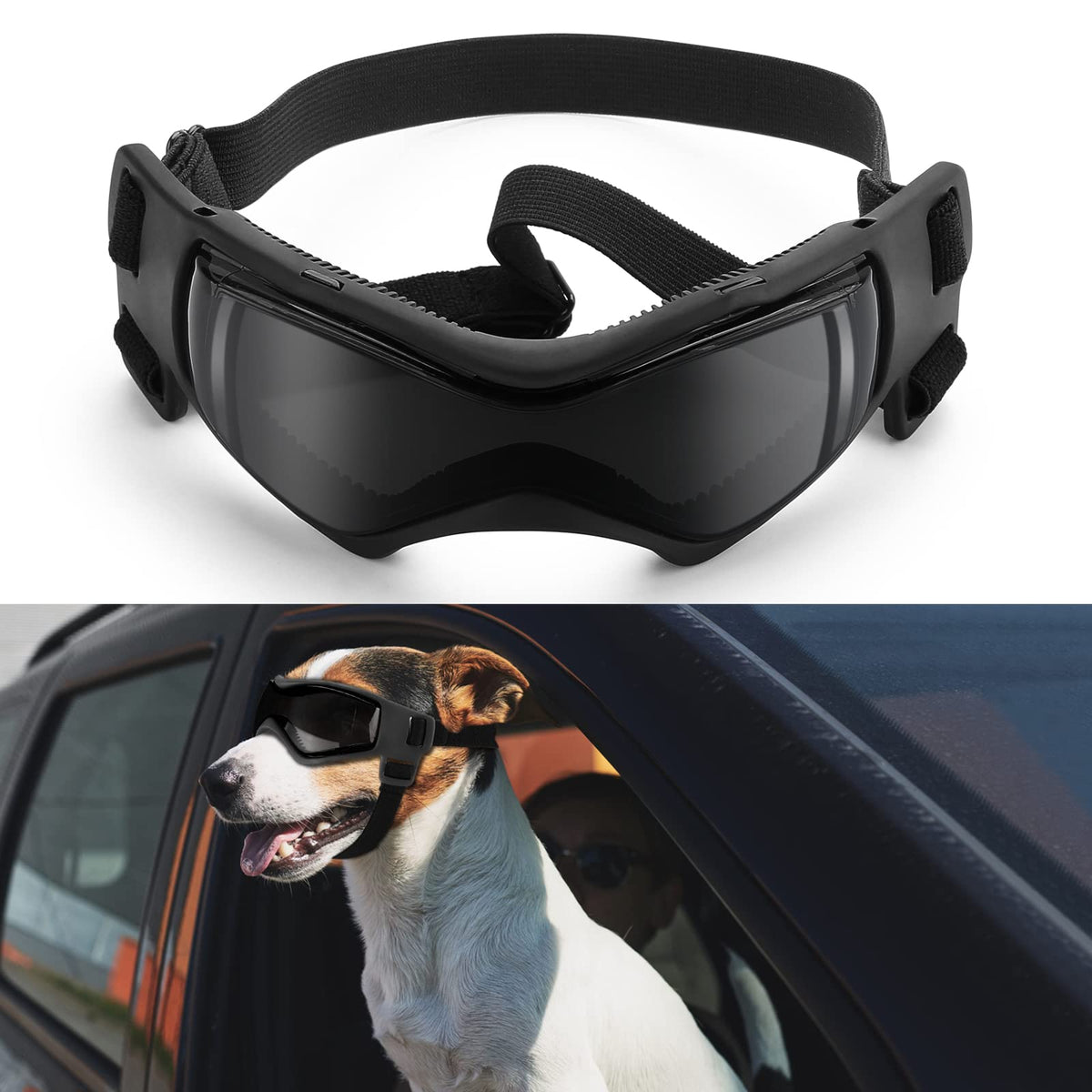 Ownpets Goggles For Dogs, Dog Glasses Uv Protection Goggles Snow Protection Wind Protection Dust Protection With Adjustable Strap, Safety Pet Sunglasses For Small And Medium Dog, Black