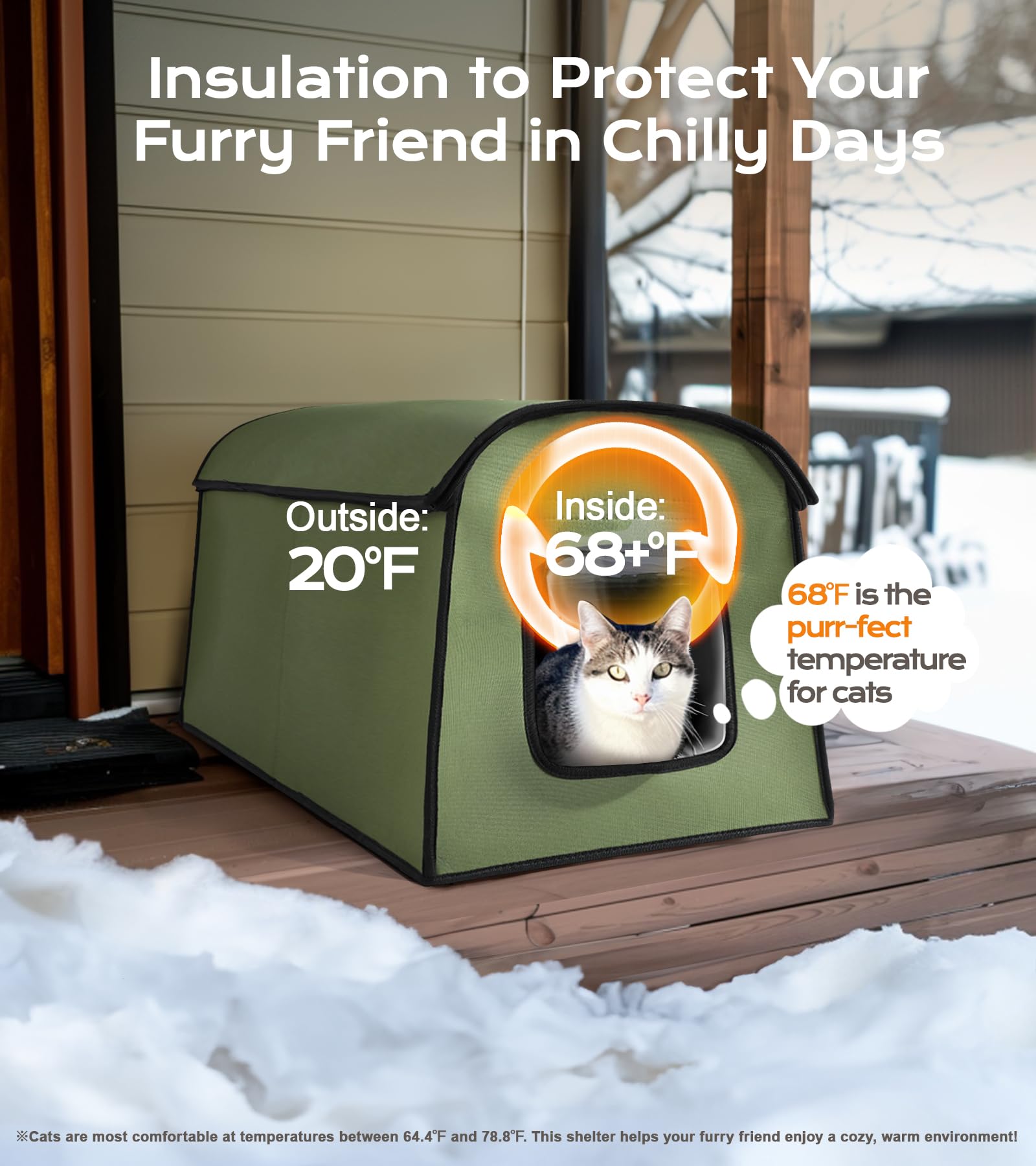 Heated Cat Houses For Outdoor Cats, Waterproof Insulated Cat House Outdoor, Warm & Durable Kitty Shelter For Community Feral Cat