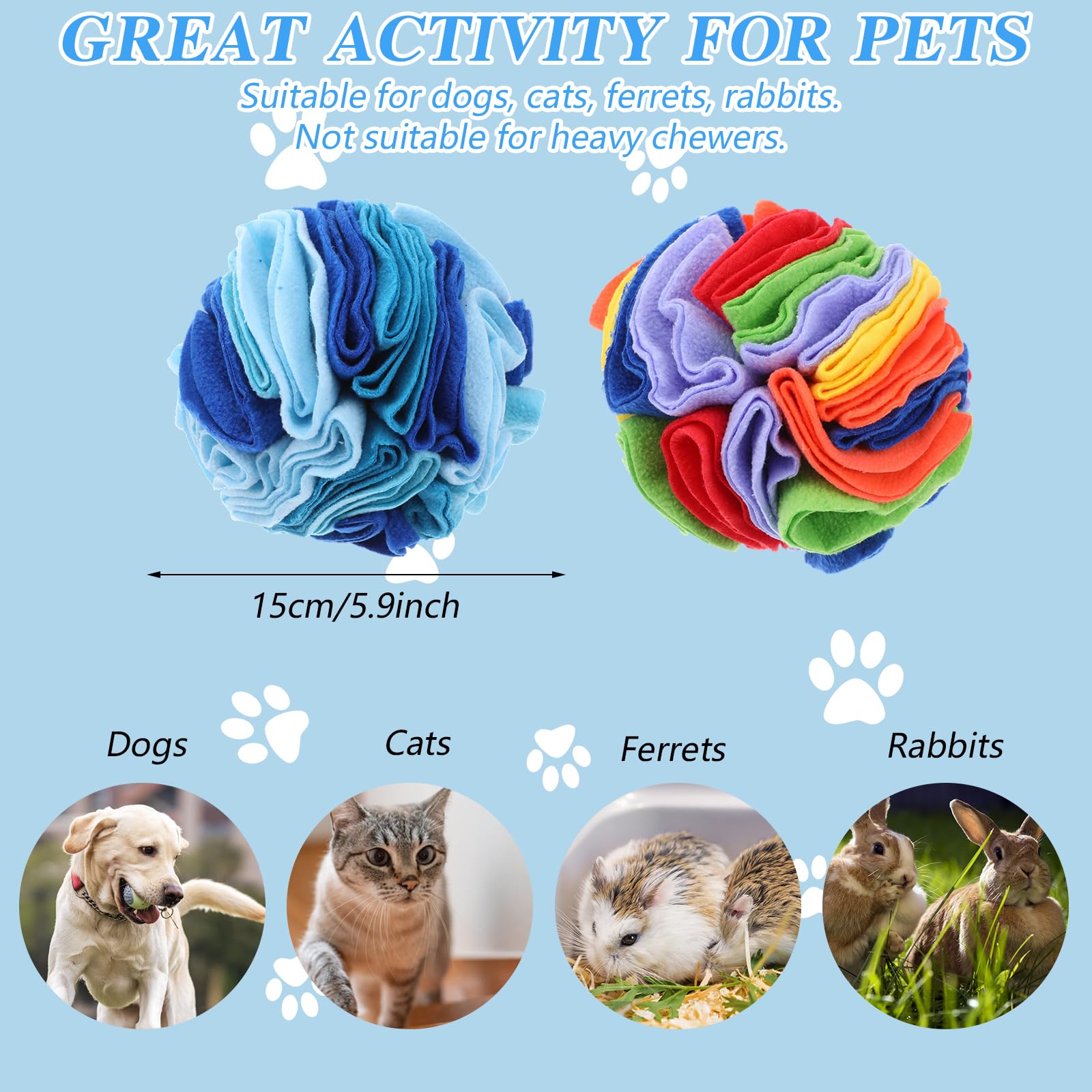 AojSup 2 Packs Snuffle Ball for Dogs - Sniffle Interactive Treat Ball, Stress Relief, Slow Feeder, Puzzle Toy for Small Medium D